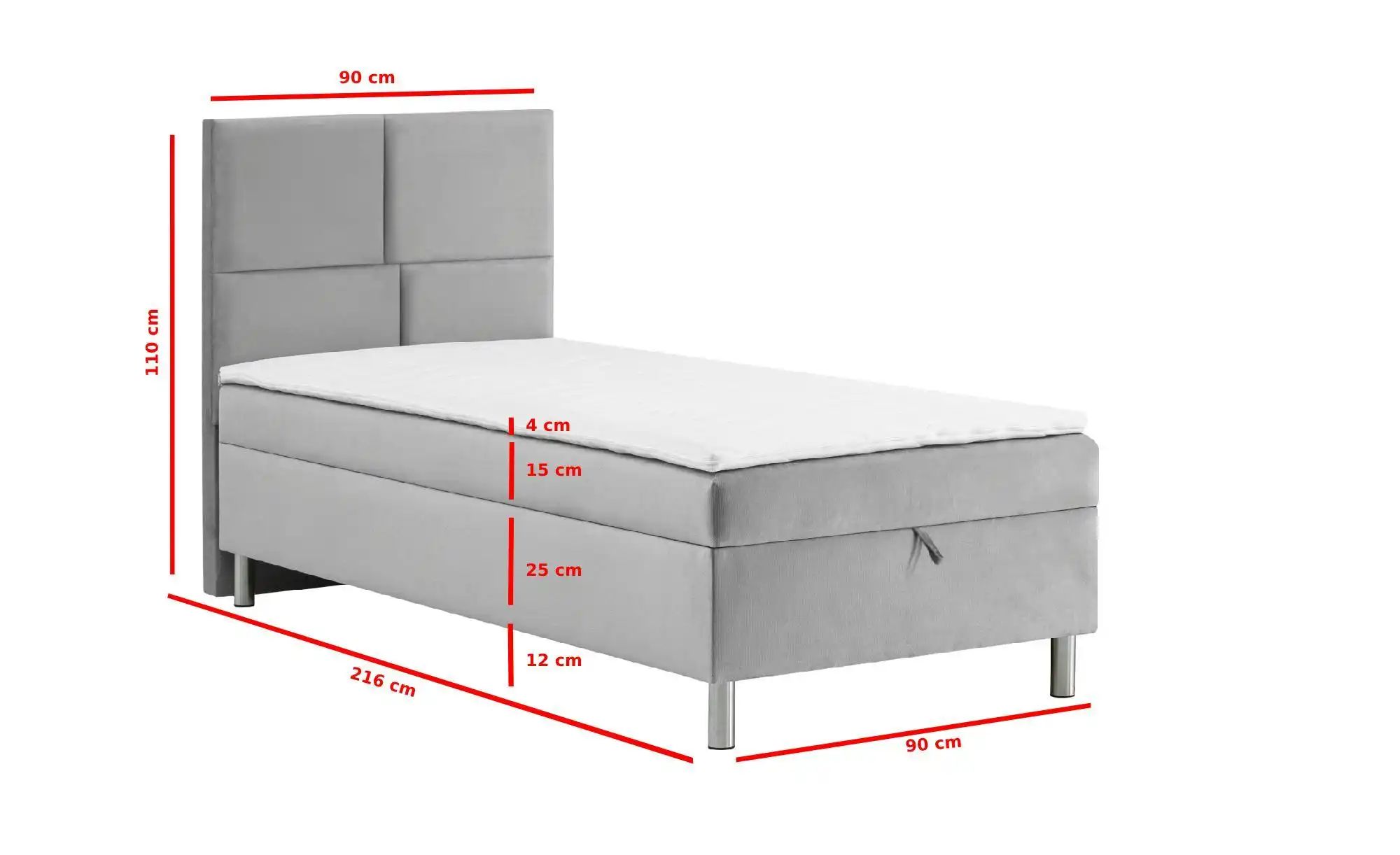 Thumbnail - Boxbett mit Bettkasten Adria ¦ grau ¦ Maße (cm): B: 90 H: 110 Betten > Komfortbetten - Höffner