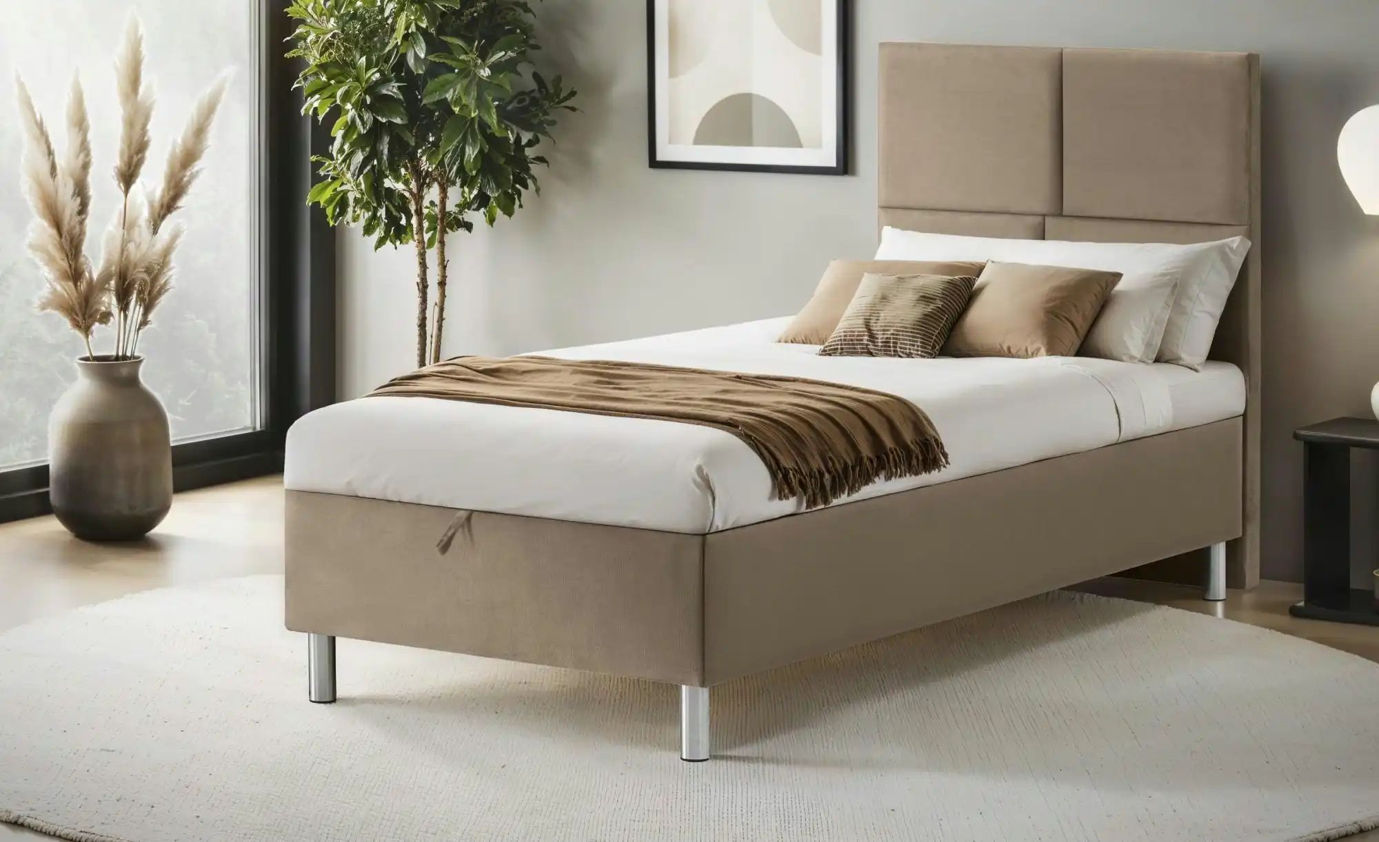 Boxbett mit Bettkasten Adria ¦ beige ¦ Maße (cm): B: 90 H: 110 Betten > Pol günstig online kaufen