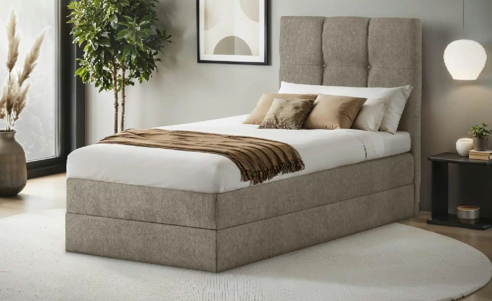 Boxspringbett mit Bettkasten Leeds ¦ beige Betten > Einzelbetten - Höffner günstig online kaufen