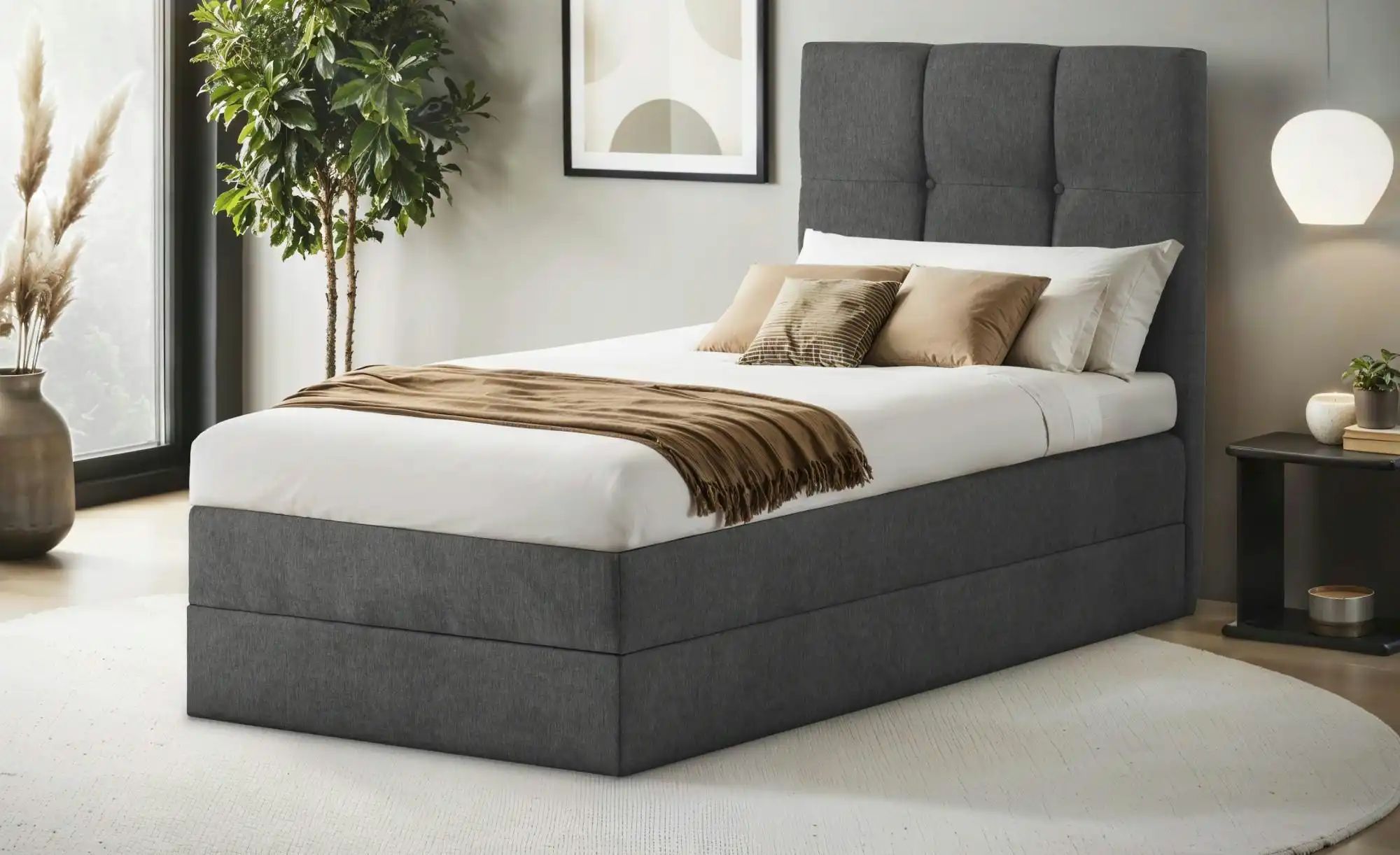 Boxspringbett mit Bettkasten Leeds ¦ grau Betten > Einzelbetten - Höffner günstig online kaufen