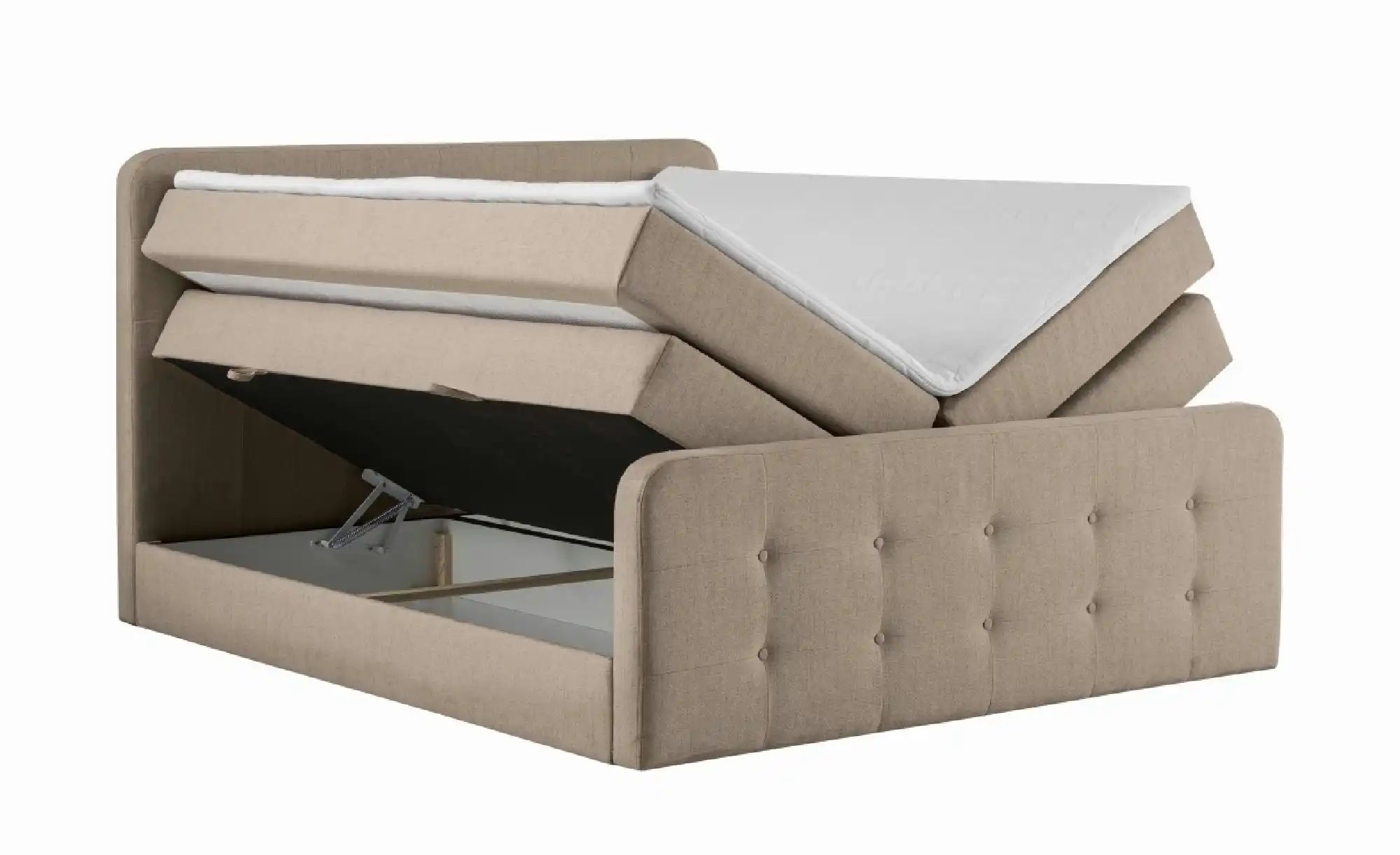 Boxspringbett mit Bettkasten Neapel ¦ beige ¦ Maße (cm): H: 121 Betten > Ei günstig online kaufen