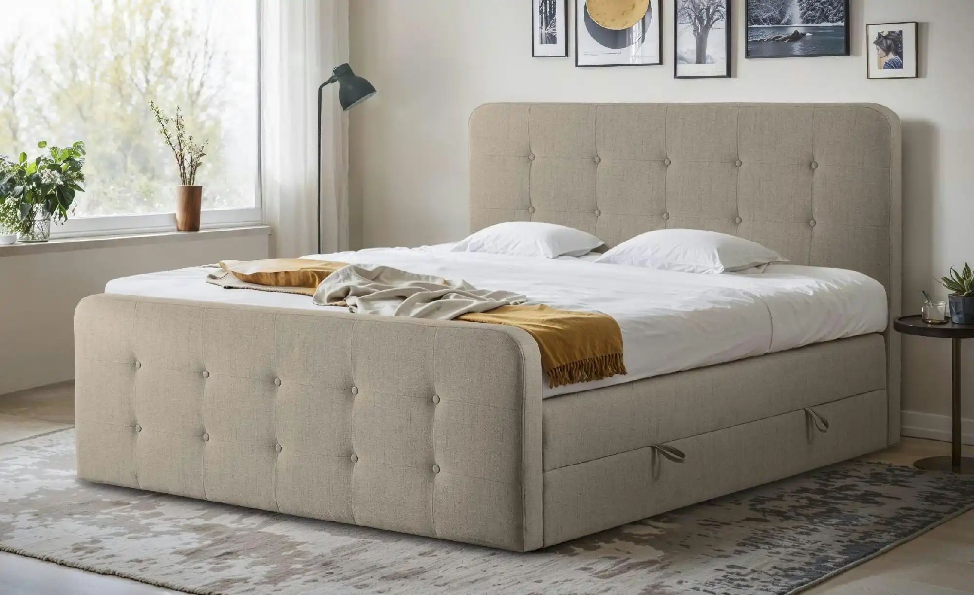 Thumbnail - Boxspringbett mit Bettkasten Neapel ¦ beige ¦ Maße (cm): B: 120 H: 121 Betten > Boxspringbetten - Höffner