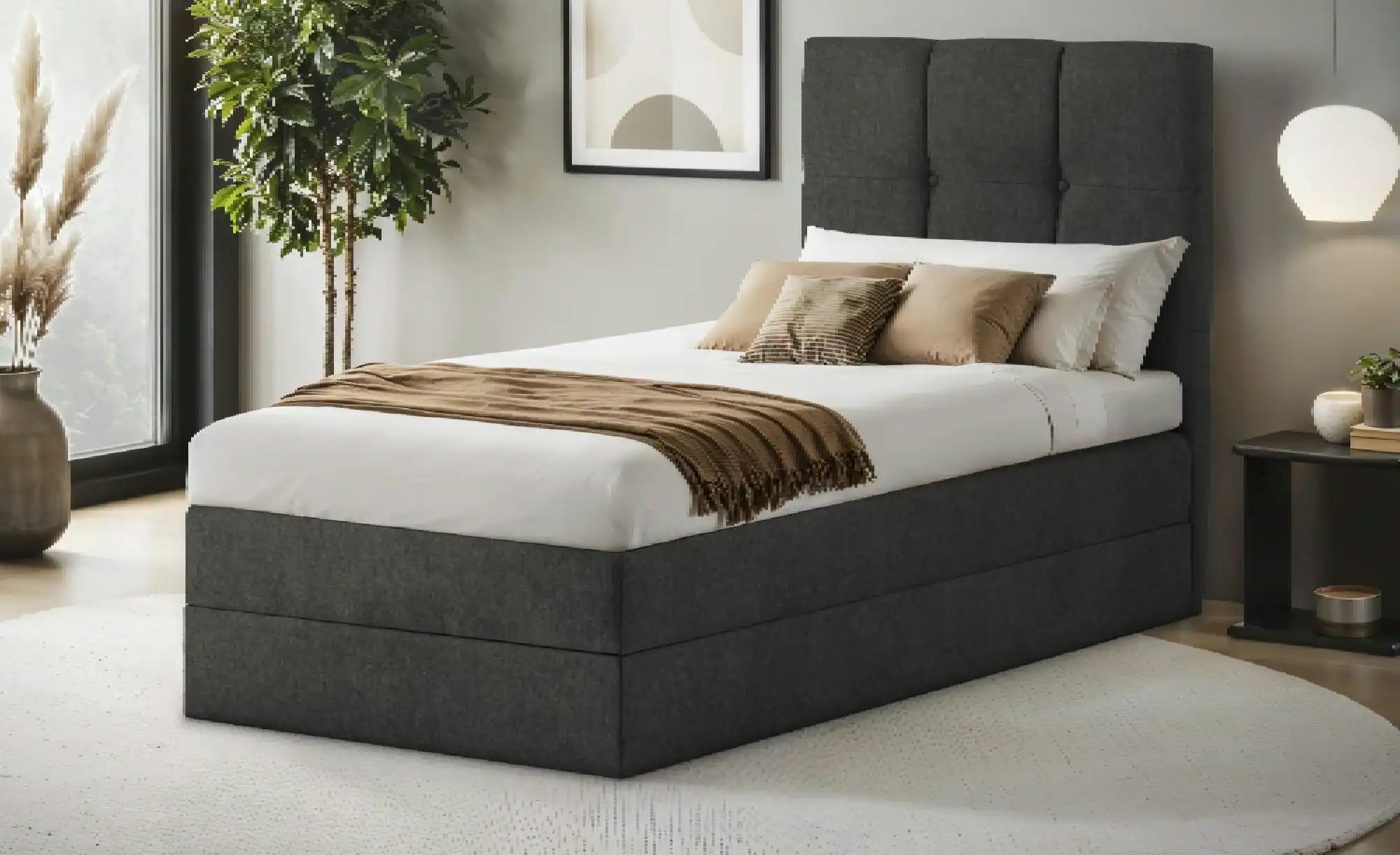 Boxspringbett mit Bettkasten Leeds ¦ grau Betten > Einzelbetten - Höffner günstig online kaufen