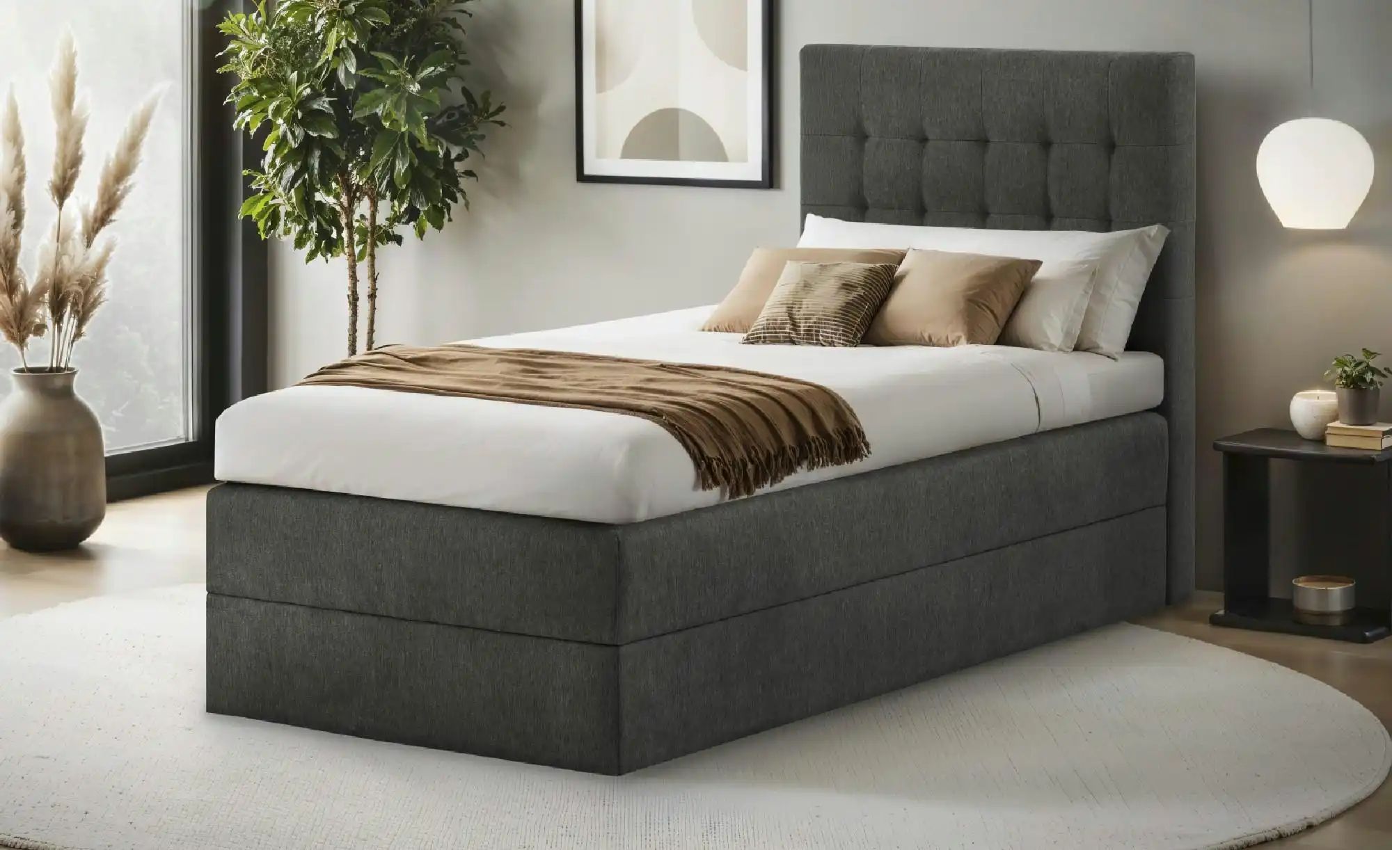 Boxspringbett mit Bettkasten Barcelona ¦ grau ¦ Maße (cm): H: 110 Betten > günstig online kaufen