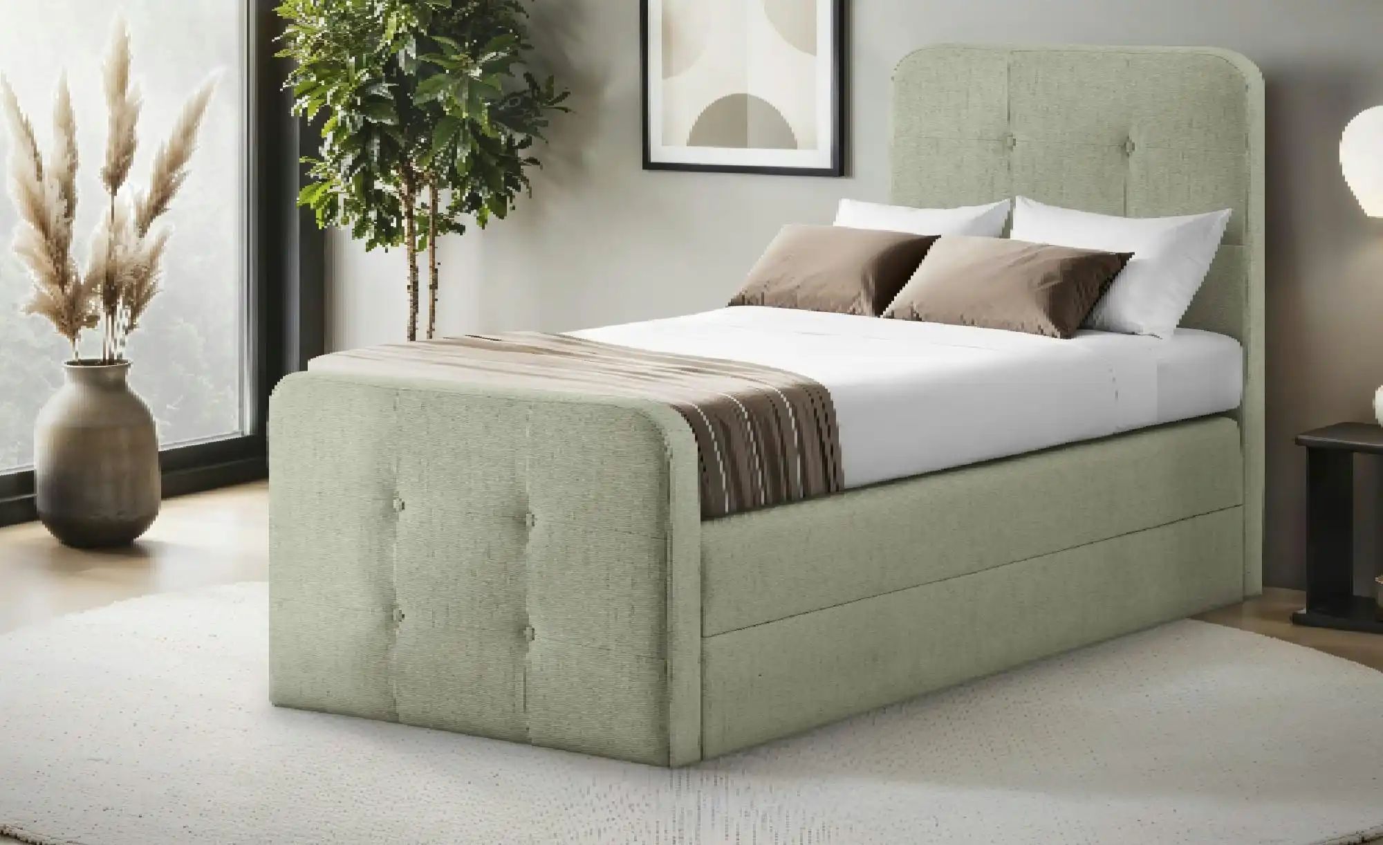 Boxspringbett mit Bettkasten Neapel ¦ grün ¦ Maße (cm): H: 121 Betten > Ein günstig online kaufen