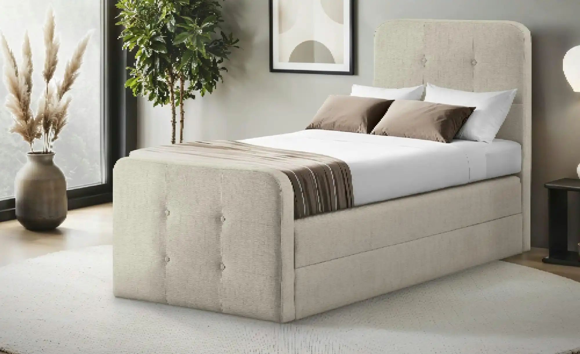 Thumbnail - Boxspringbett mit Bettkasten Neapel ¦ creme ¦ Maße (cm): B: 100 H: 121 Betten > Boxspringbetten - Höffner