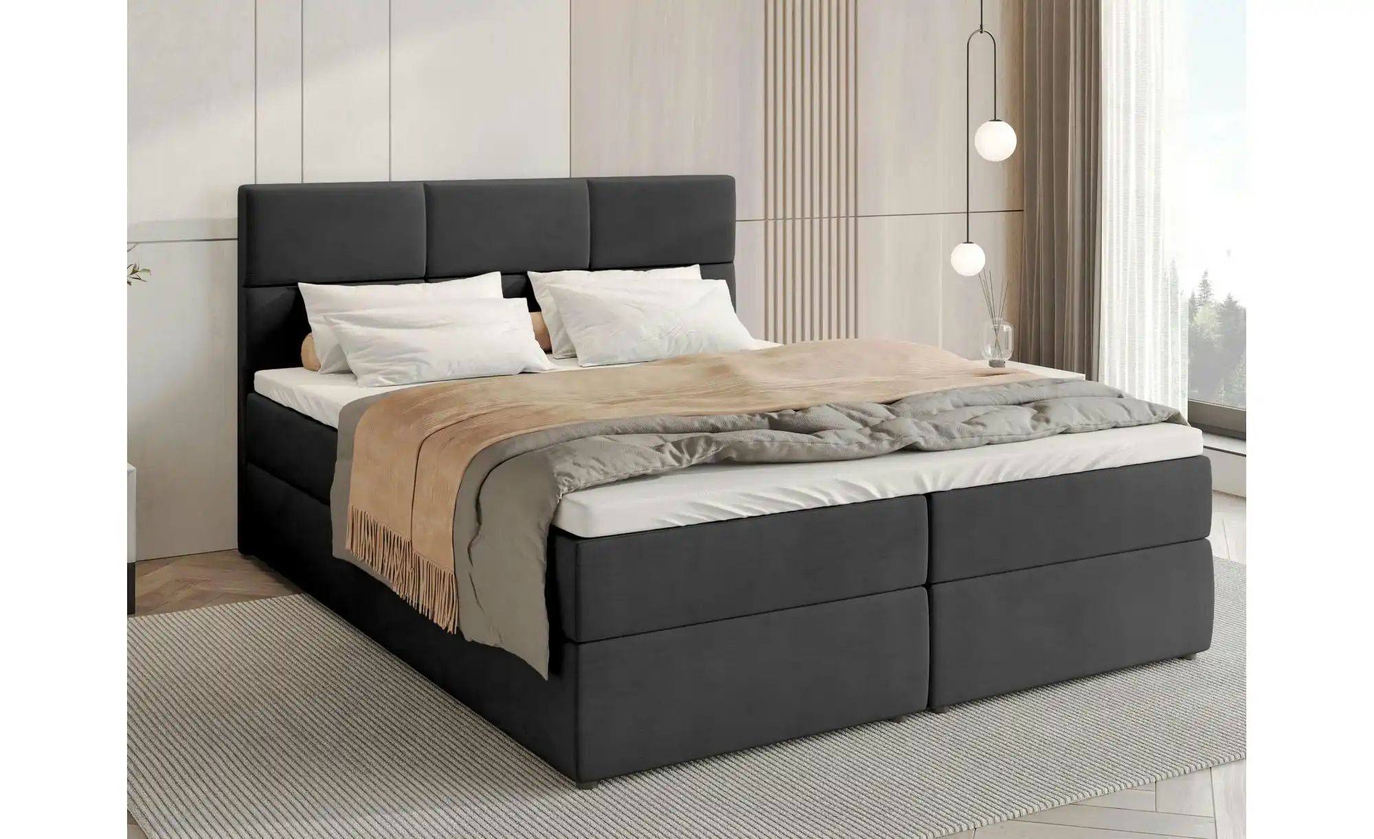 Thumbnail - Boxbett mit Stauraum und Topper Boston ¦ schwarz ¦ Maße (cm): B: 180 H: 102 Betten > Polsterbetten - Höffner