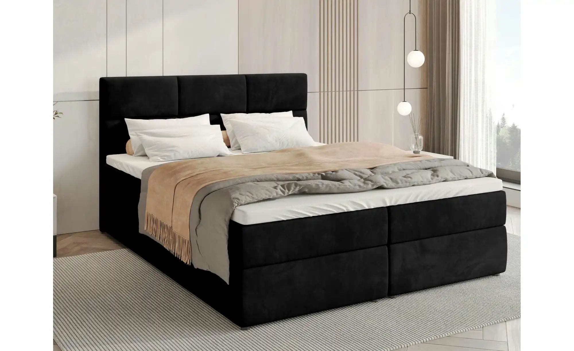 Thumbnail - Boxbett mit Stauraum und Topper Boston ¦ schwarz ¦ Maße (cm): B: 160 H: 102 Betten > Polsterbetten - Höffner