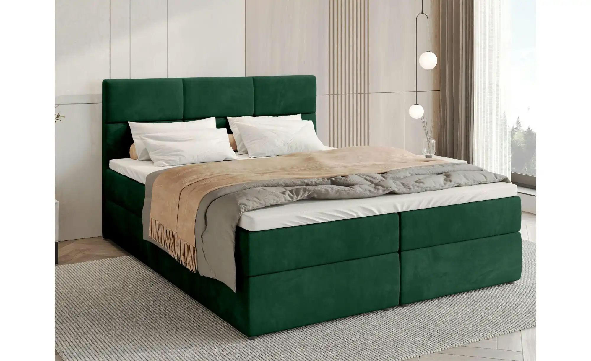 Boxbett mit Stauraum und Topper Boston ¦ grün ¦ Maße (cm): B: 180 H: 102 Be günstig online kaufen