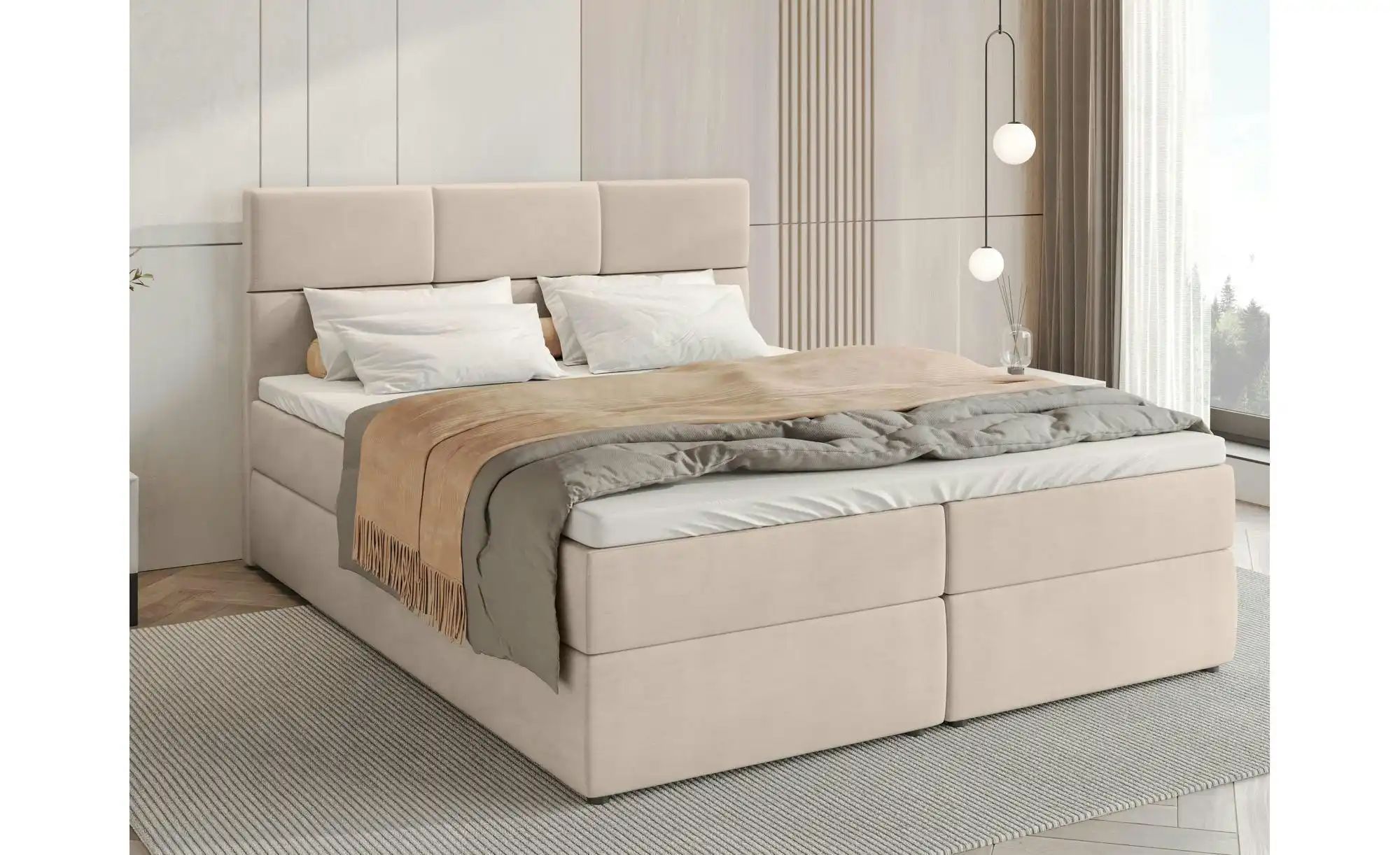 Boxbett mit Stauraum und Topper Boston ¦ beige ¦ Maße (cm): B: 180 H: 102 B günstig online kaufen