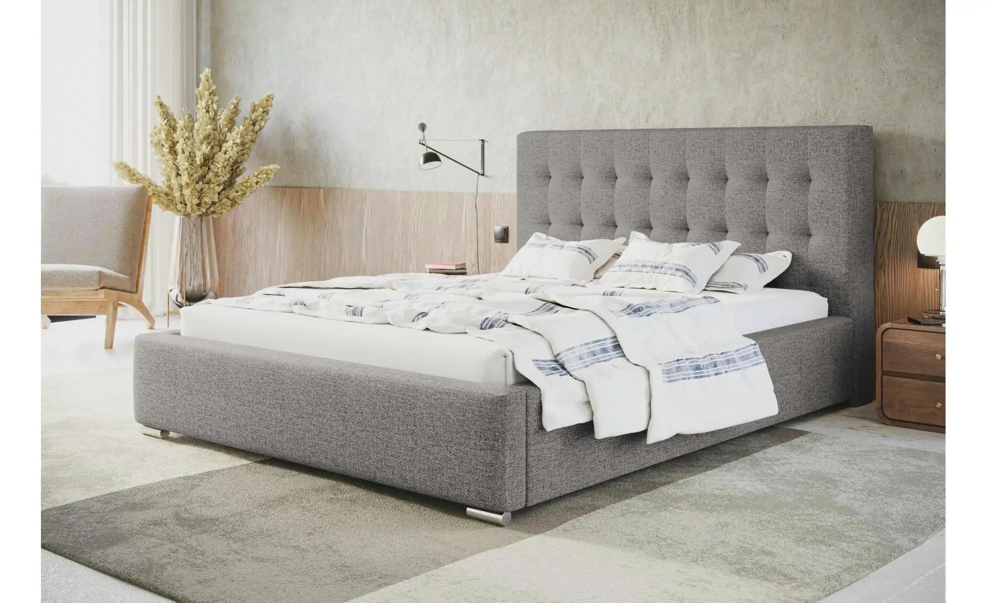 Polsterbett mit Stauraum Crawley ¦ grau ¦ Maße (cm): B: 140 H: 104 Betten > günstig online kaufen