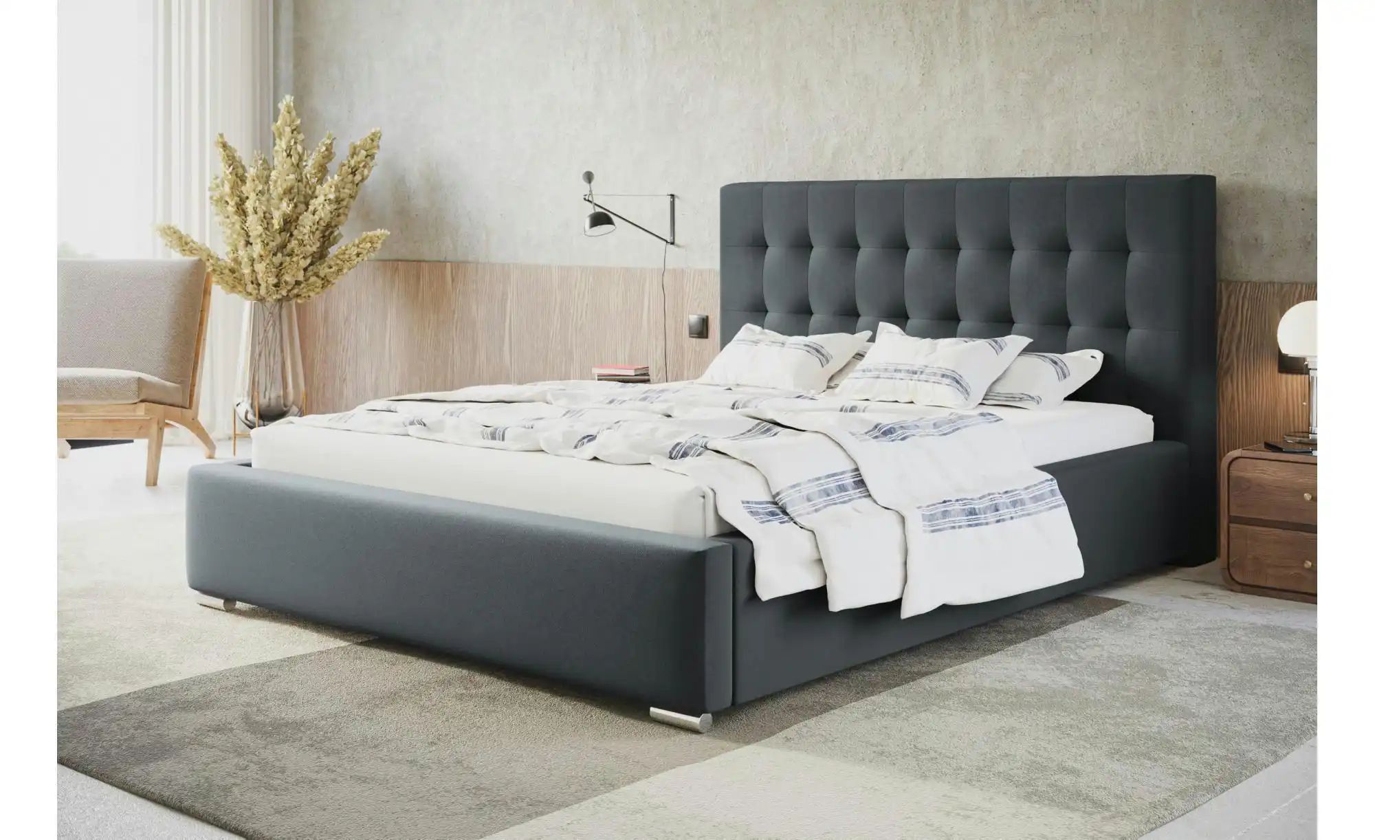 Polsterbett mit Stauraum Crawley ¦ grau ¦ Maße (cm): H: 104 Betten > Polste günstig online kaufen