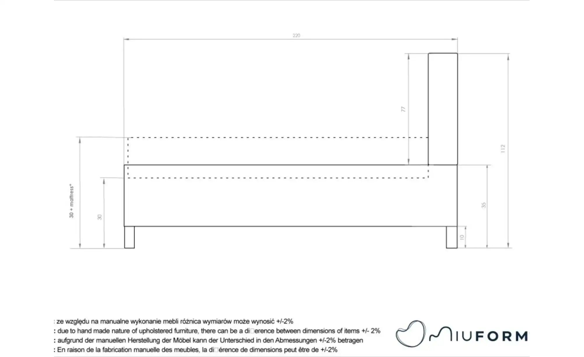 Miuform Polsterbett gemustert Sleepy Luna ¦ schwarz ¦ Maße (cm): B: 166 H: günstig online kaufen