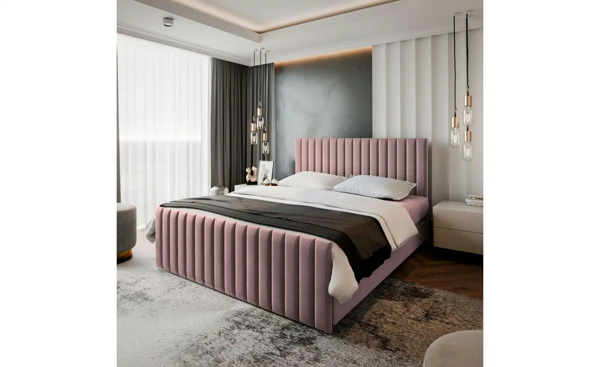 Thumbnail - MASSENO Boxbett mit Bettkasten Arion ¦ rosa/pink ¦ Maße (cm): B: 160 H: 98 Betten > Polsterbetten - Höffner