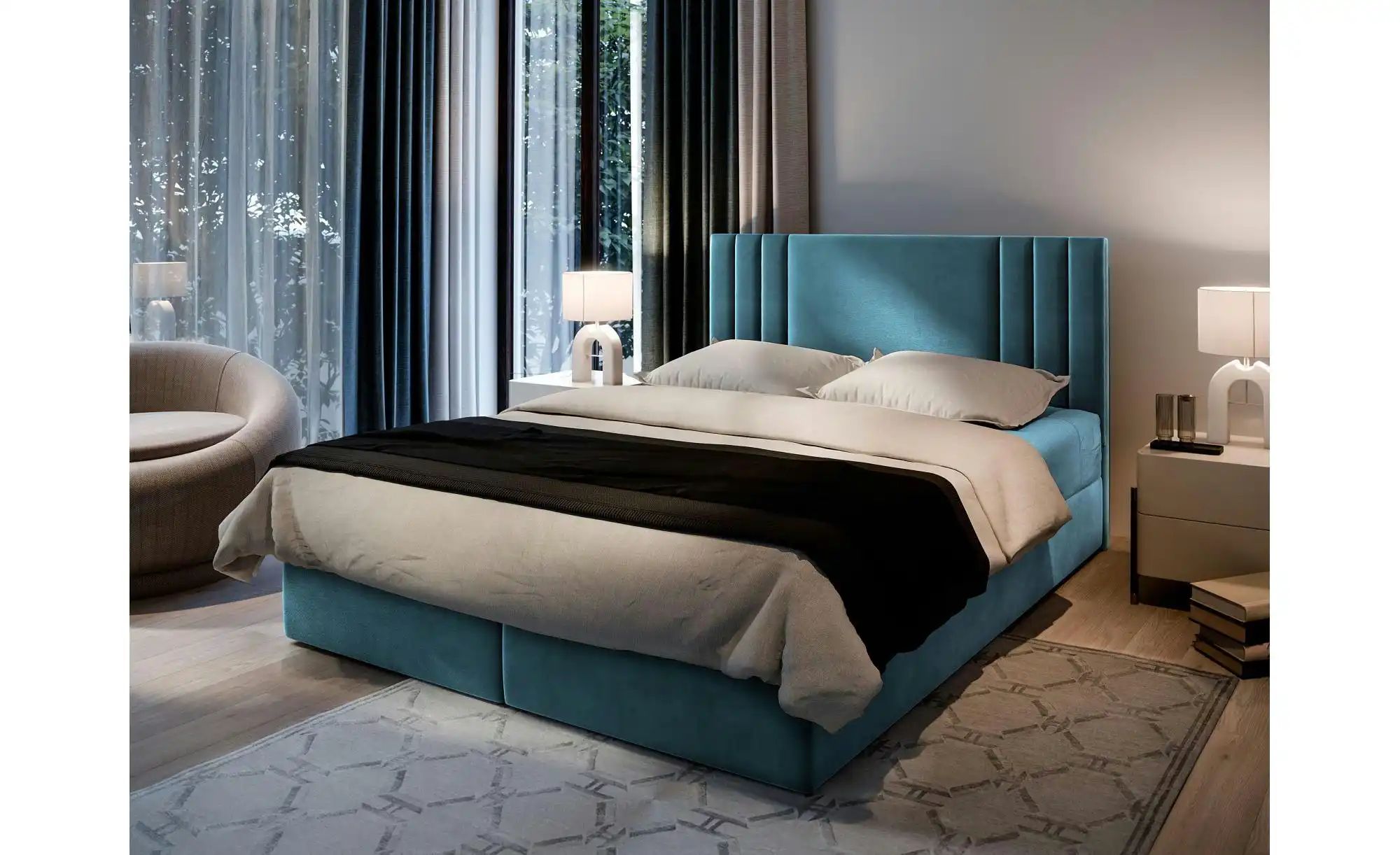 MASSENO Boxbett mit Bettkasten Bres ¦ blau ¦ Maße (cm): B: 180 H: 98 Betten günstig online kaufen