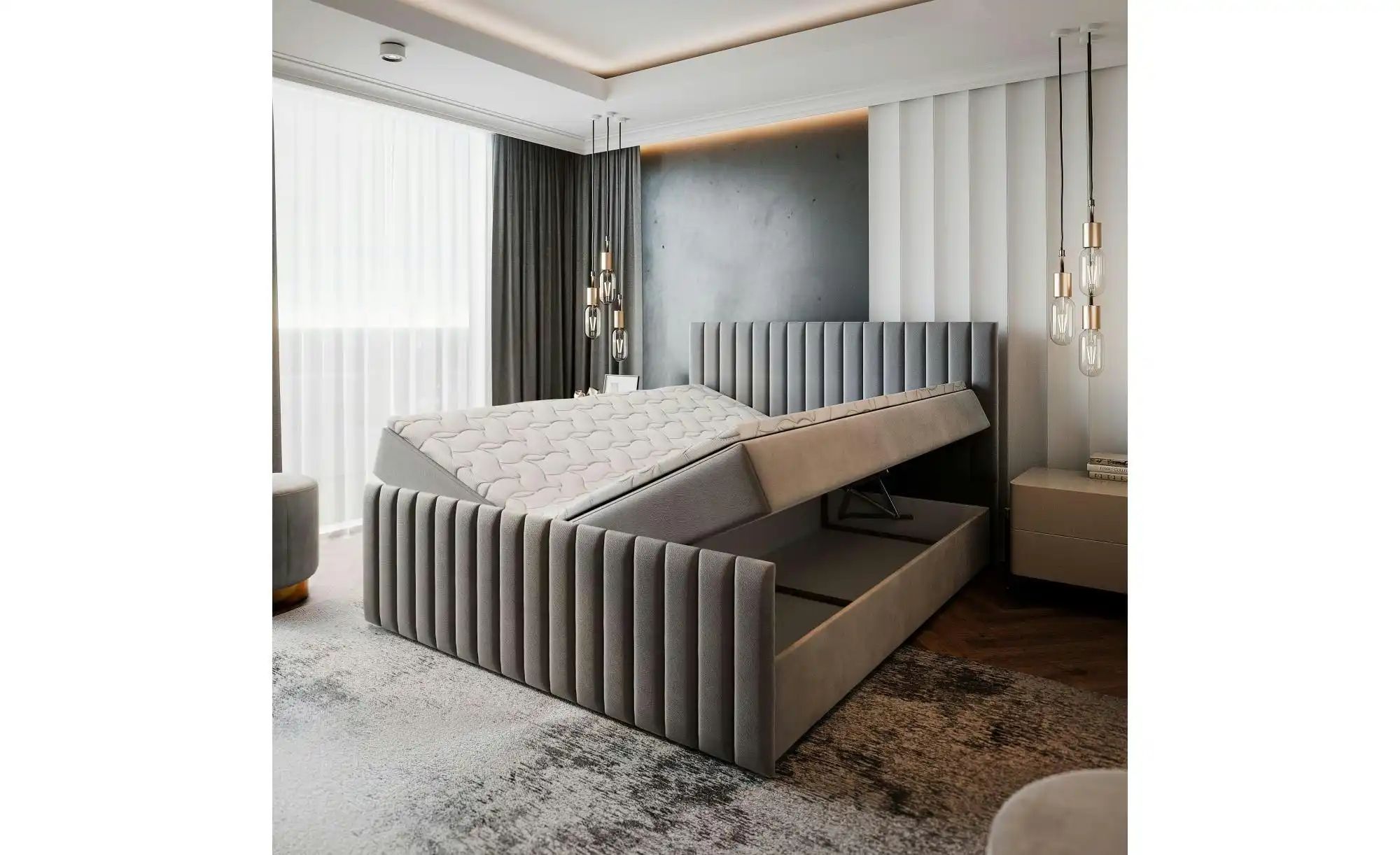 Thumbnail - MASSENO Boxbett mit Bettkasten Arion ¦ beige ¦ Maße (cm): B: 180 H: 98 Betten > Polsterbetten - Höffner