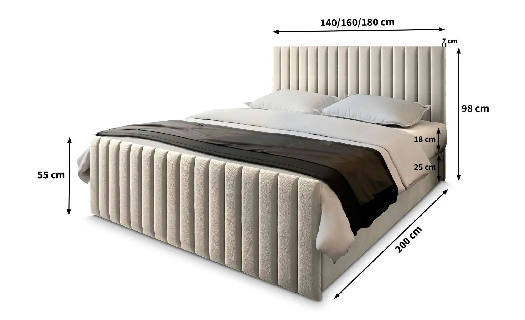 Thumbnail - MASSENO Boxbett mit Bettkasten Arion ¦ braun ¦ Maße (cm): B: 140 H: 98 Betten > Polsterbetten - Höffner