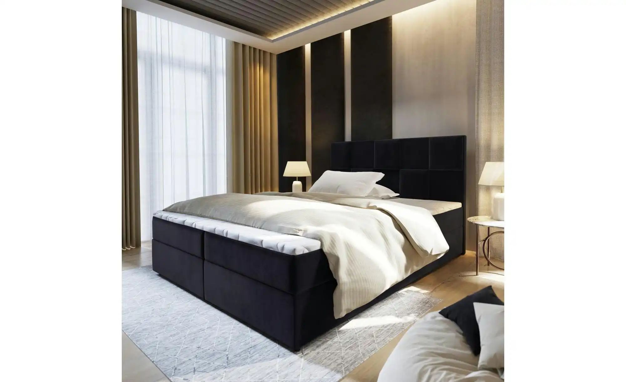 Thumbnail - MASSENO Boxbett mit Bettkasten Prata ¦ schwarz ¦ Maße (cm): B: 160 H: 98 Betten > Polsterbetten - Höffner