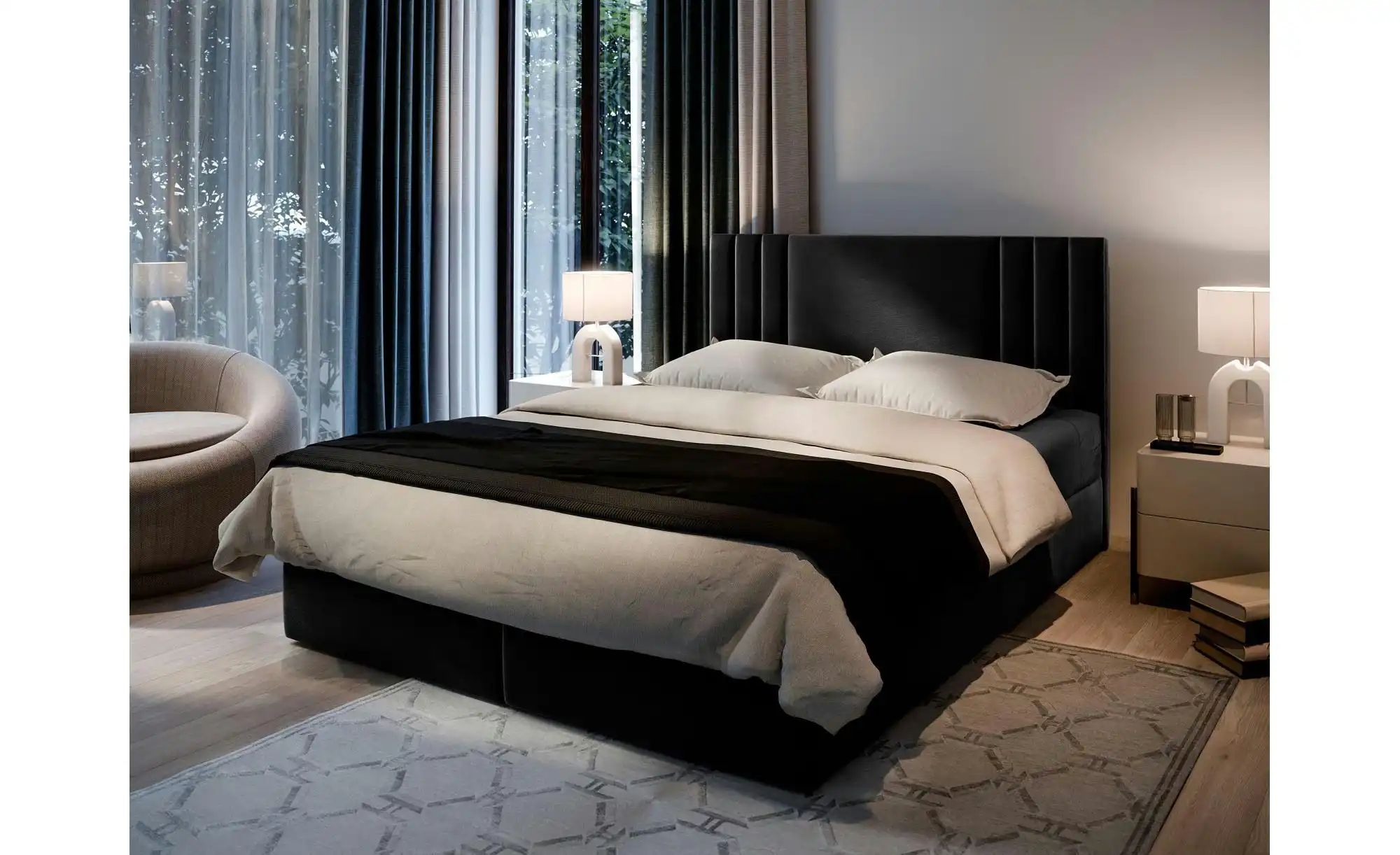 MASSENO Boxbett mit Bettkasten Bres ¦ schwarz ¦ Maße (cm): B: 140 H: 98 Bet günstig online kaufen