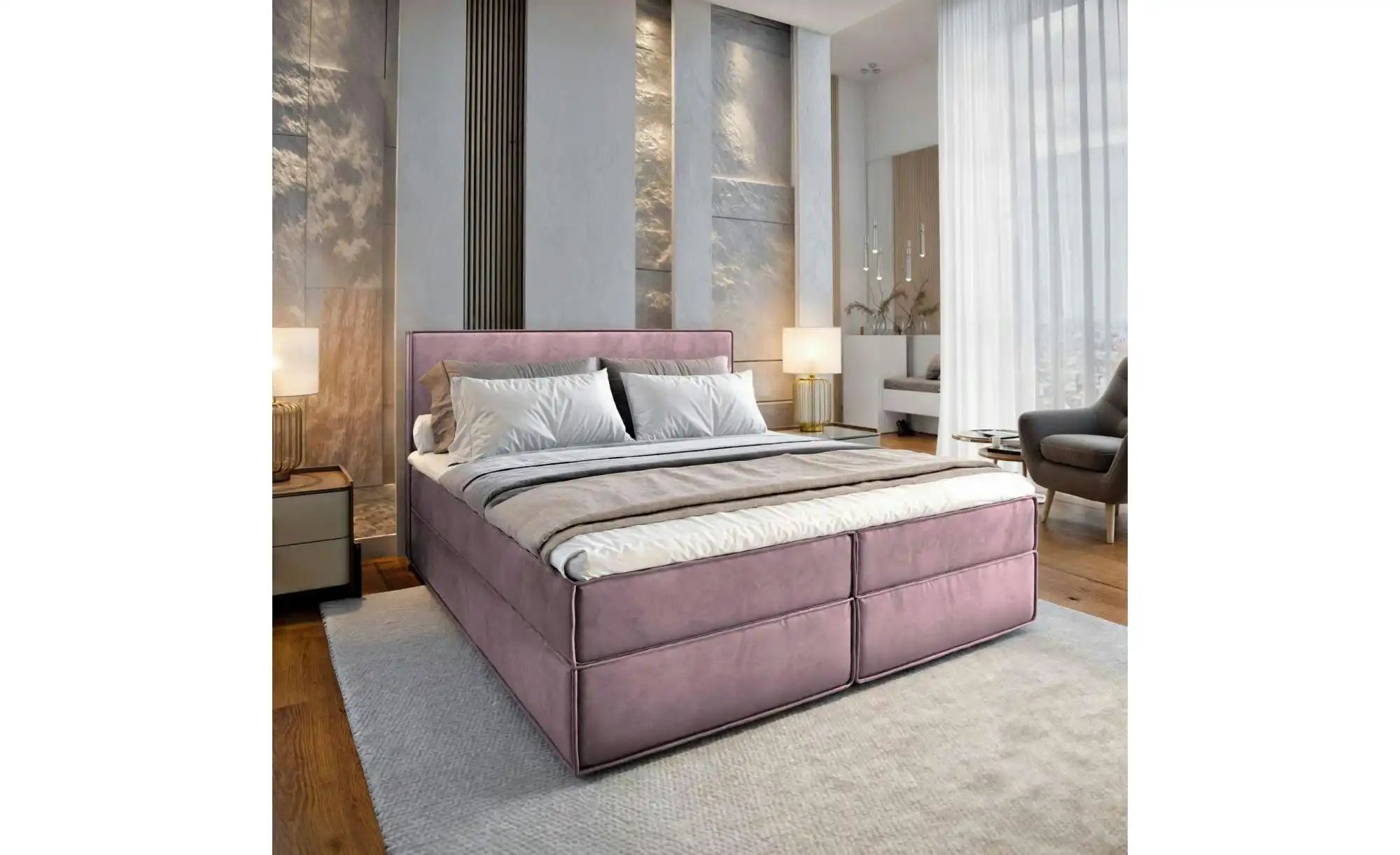 Thumbnail - MASSENO Boxbett mit Bettkasten Pellio ¦ lila/violett ¦ Maße (cm): B: 180 H: 98 Betten > Polsterbetten - Höffner