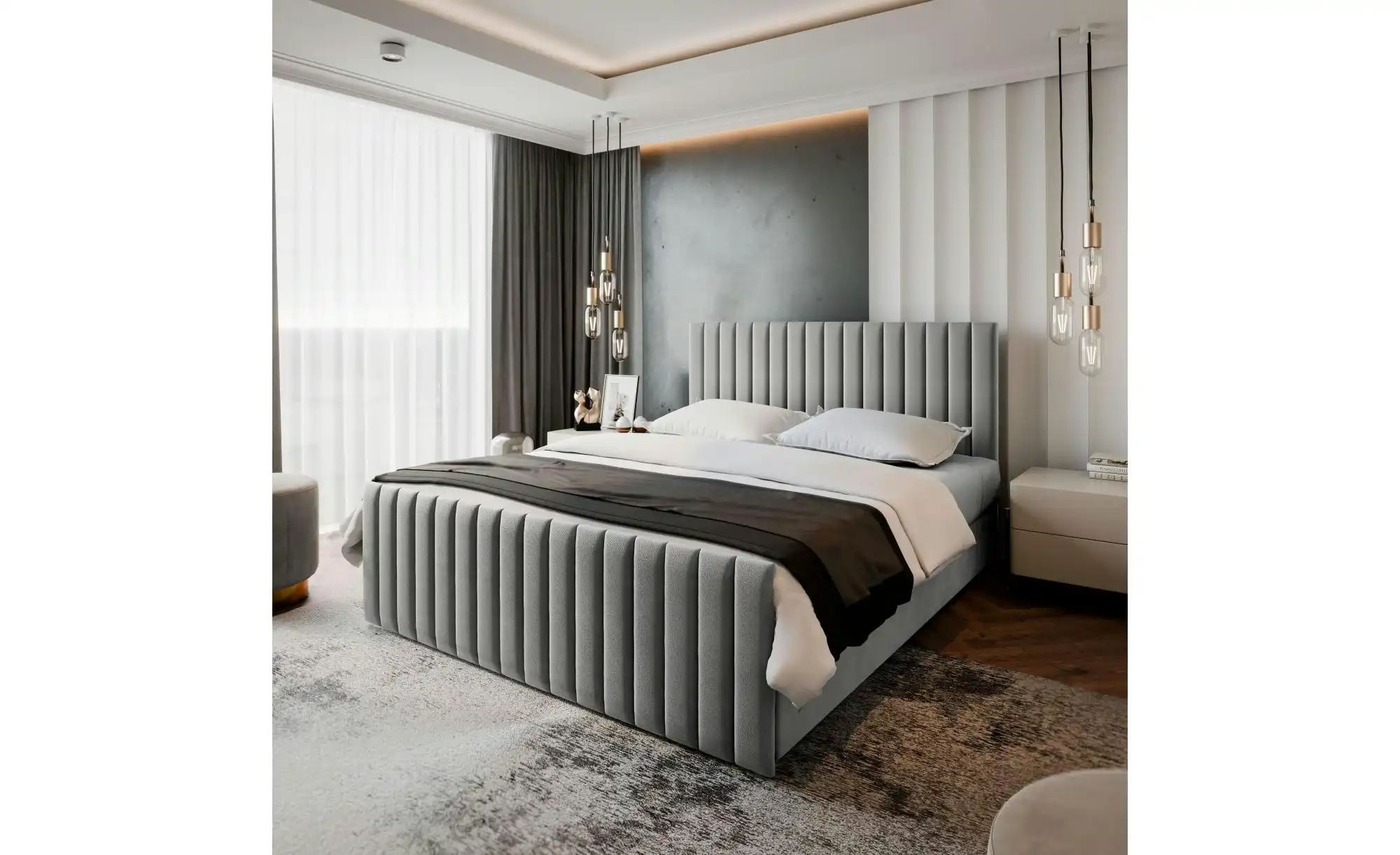 Thumbnail - MASSENO Boxbett mit Bettkasten Arion ¦ grau ¦ Maße (cm): B: 160 H: 98 Betten > Polsterbetten - Höffner