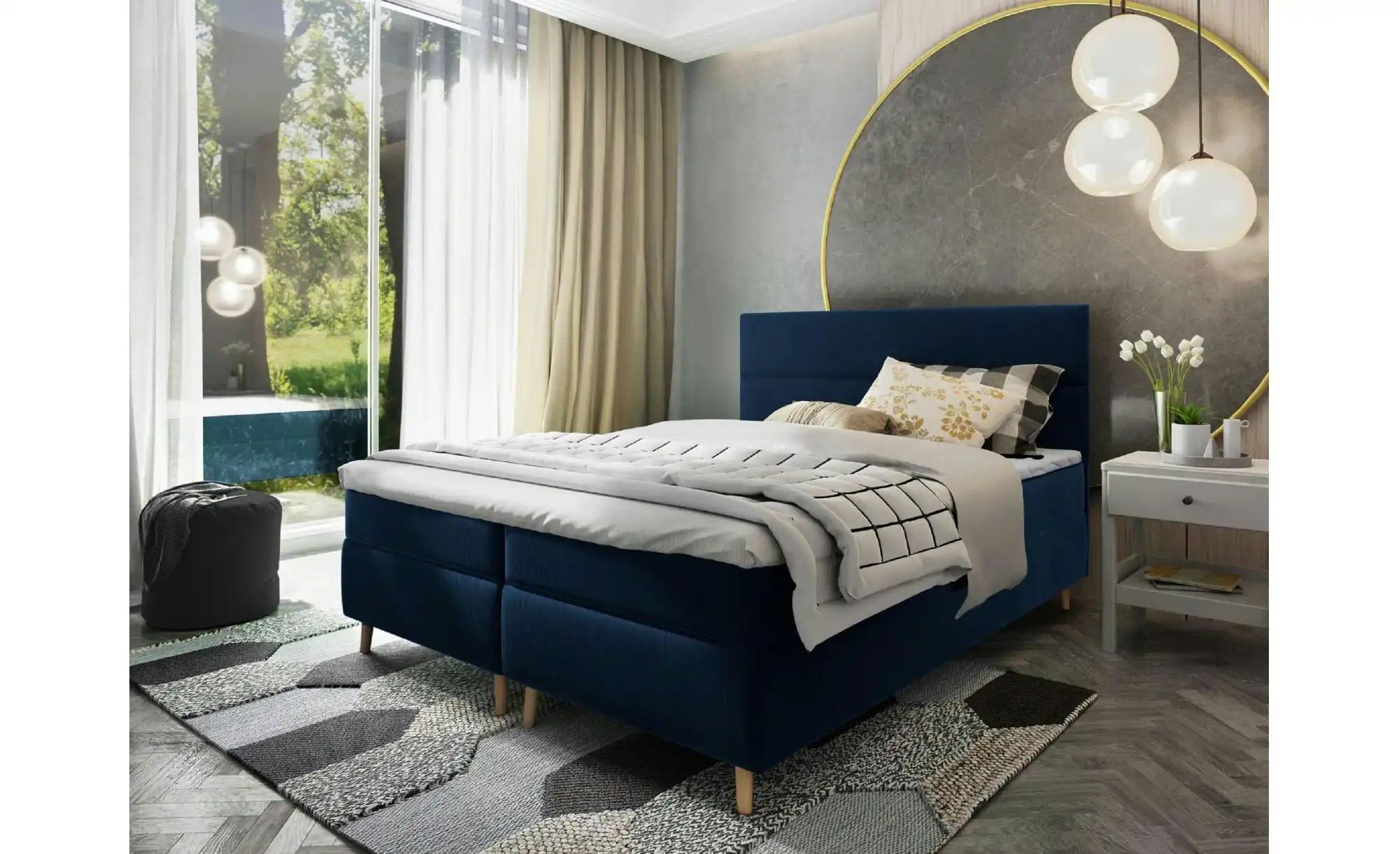 Thumbnail - MASSENO Boxbett mit Bettkasten Santa ¦ blau ¦ Maße (cm): B: 160 H: 108 Betten > Polsterbetten - Höffner