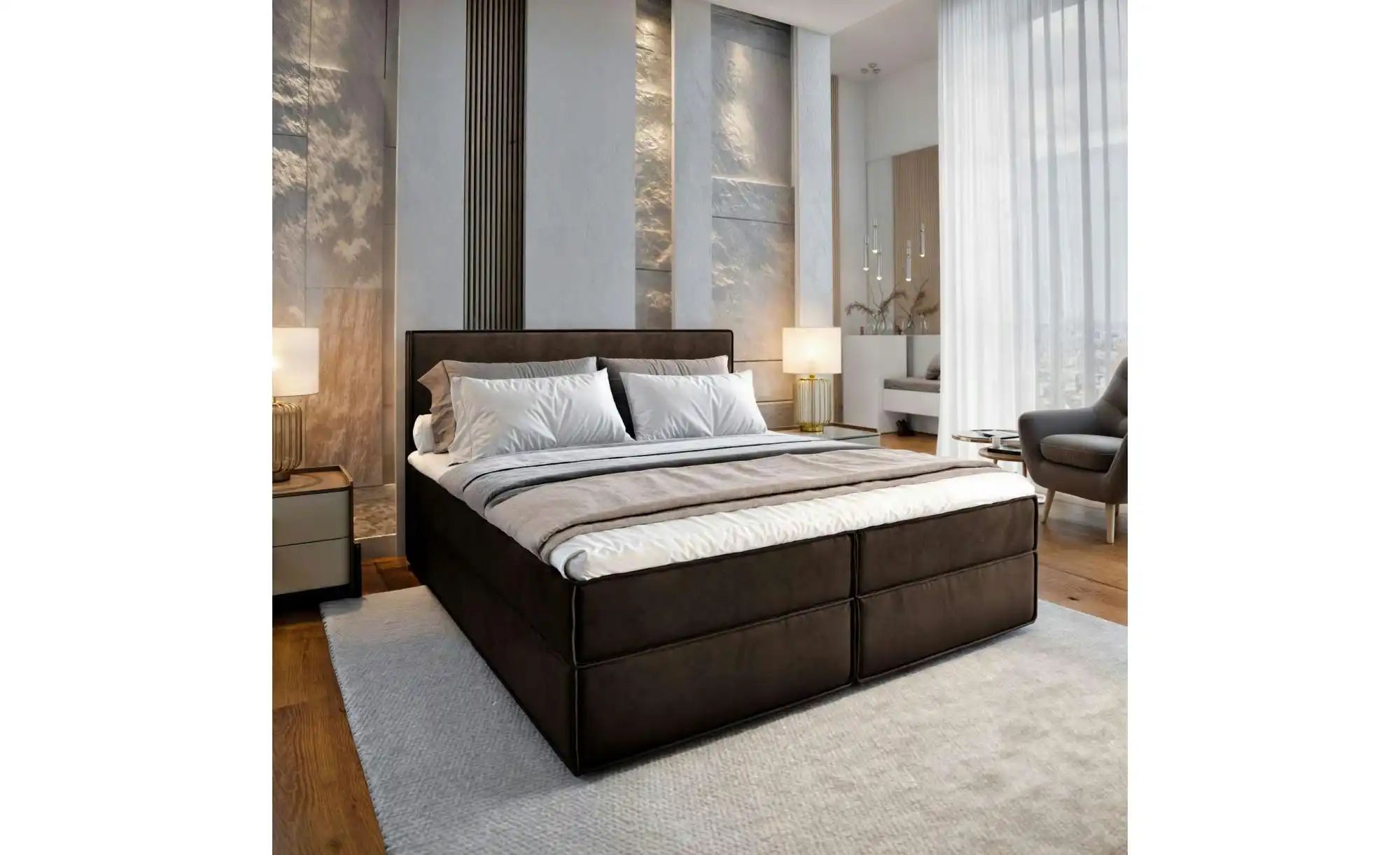 MASSENO Boxbett mit Bettkasten Pellio ¦ braun ¦ Maße (cm): B: 160 H: 98 Bet günstig online kaufen