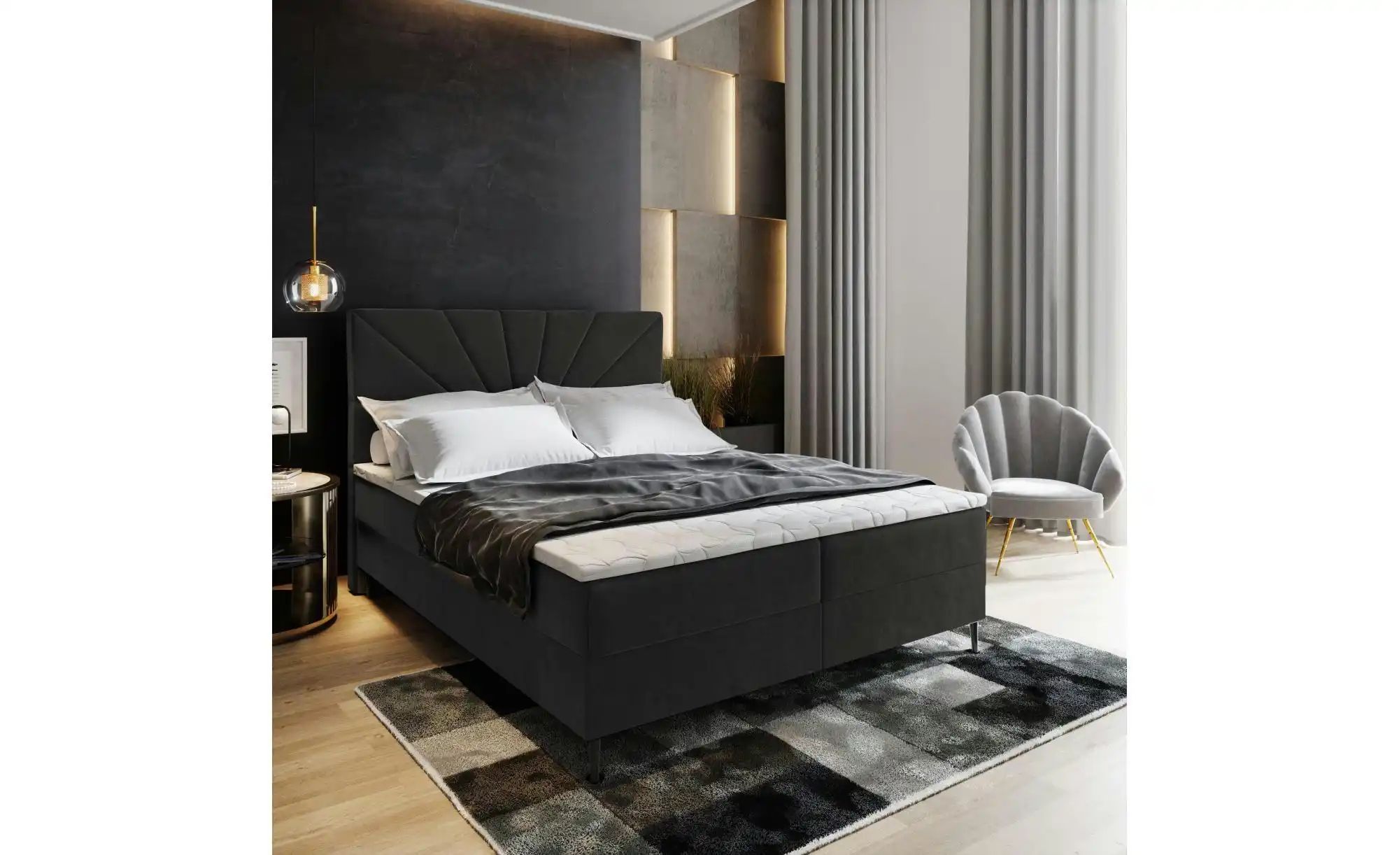 MASSENO Boxbett mit Bettkasten Muri ¦ schwarz ¦ Maße (cm): B: 140 H: 98 Bet günstig online kaufen