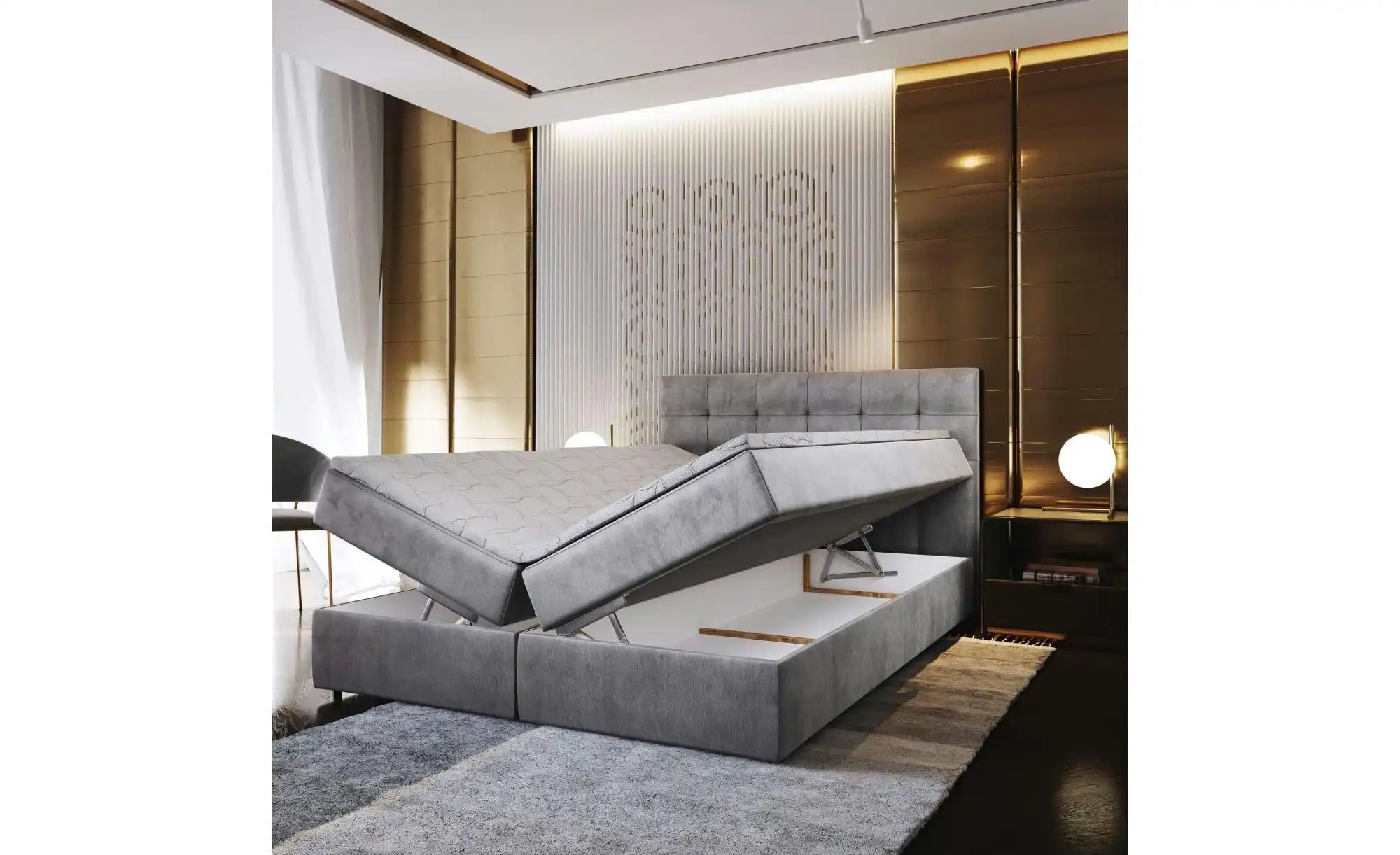 MASSENO Boxbett mit Bettkasten Glos ¦ grau ¦ Maße (cm): B: 160 H: 98 Betten günstig online kaufen