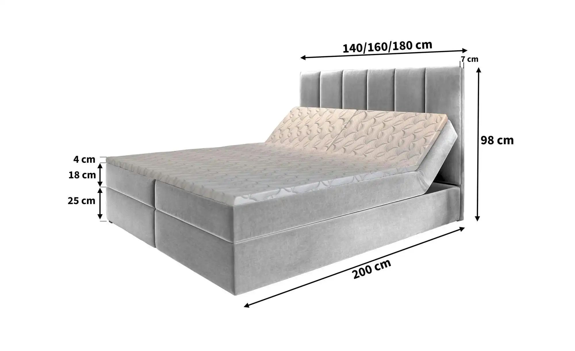 Thumbnail - MASSENO Boxbett mit Bettkasten Barino ¦ rosa/pink ¦ Maße (cm): B: 160 H: 98 Betten > Polsterbetten - Höffner