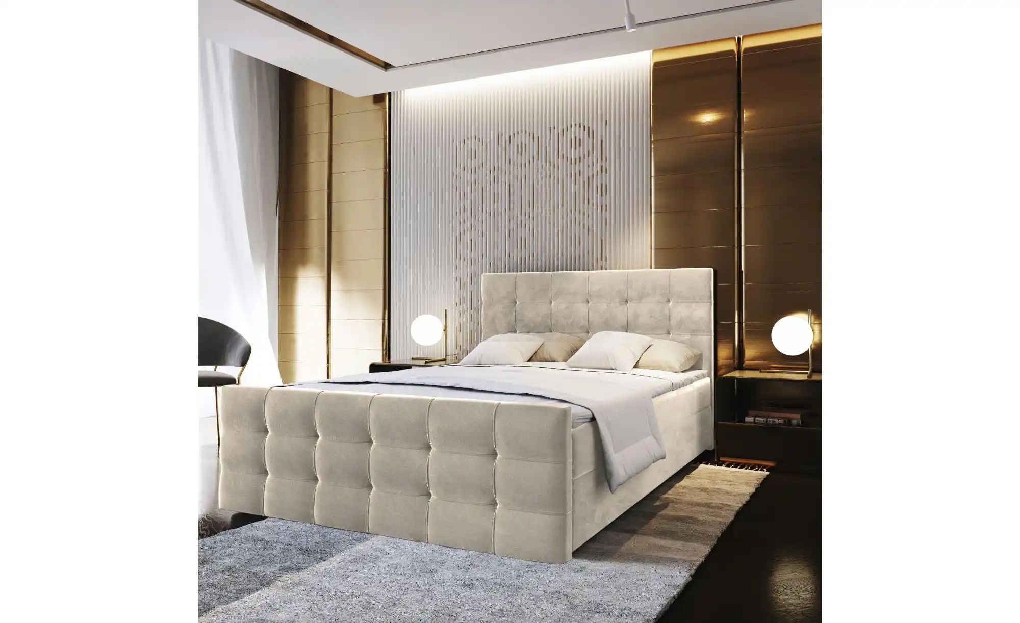 MASSENO Boxbett mit Bettkasten Amon ¦ beige ¦ Maße (cm): B: 180 H: 98 Bette günstig online kaufen