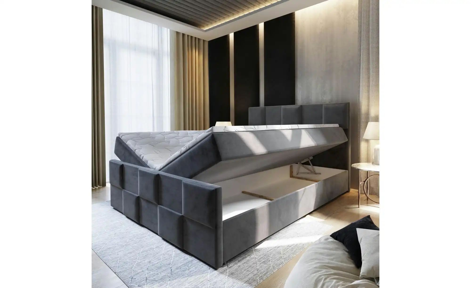 MASSENO Boxbett mit Bettkasten Mona ¦ grau ¦ Maße (cm): B: 180 H: 98 Betten günstig online kaufen