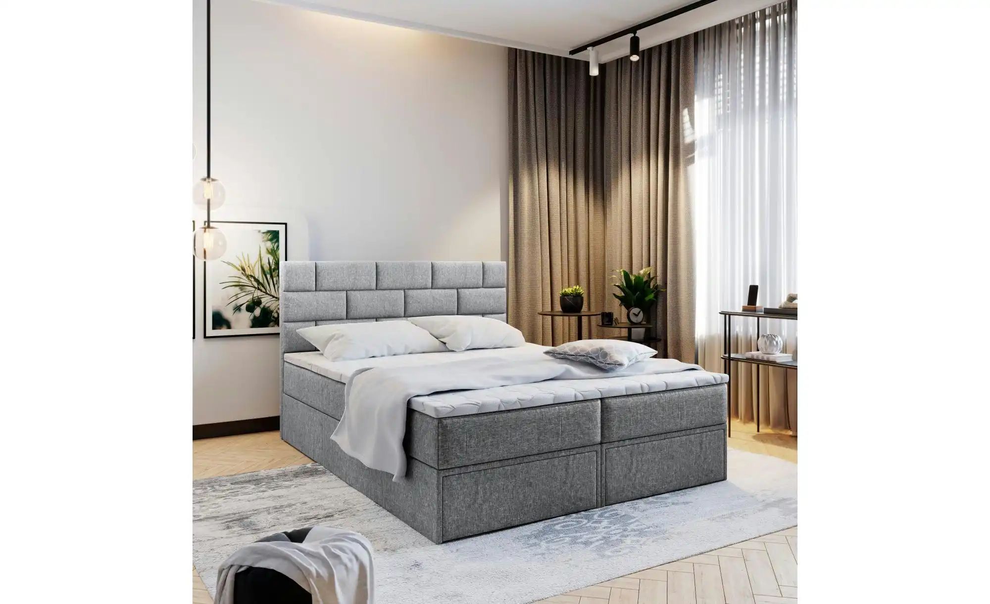 MASSENO Boxbett mit Bettkasten und 2 Schubladen Arinos ¦ grau ¦ Maße (cm): günstig online kaufen