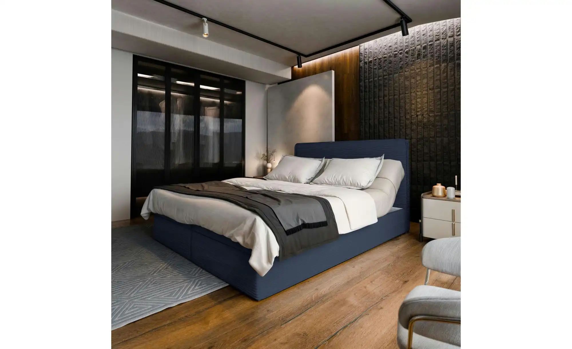 MASSENO Boxbett mit Bettkasten Astor ¦ blau ¦ Maße (cm): B: 140 H: 98 Bette günstig online kaufen
