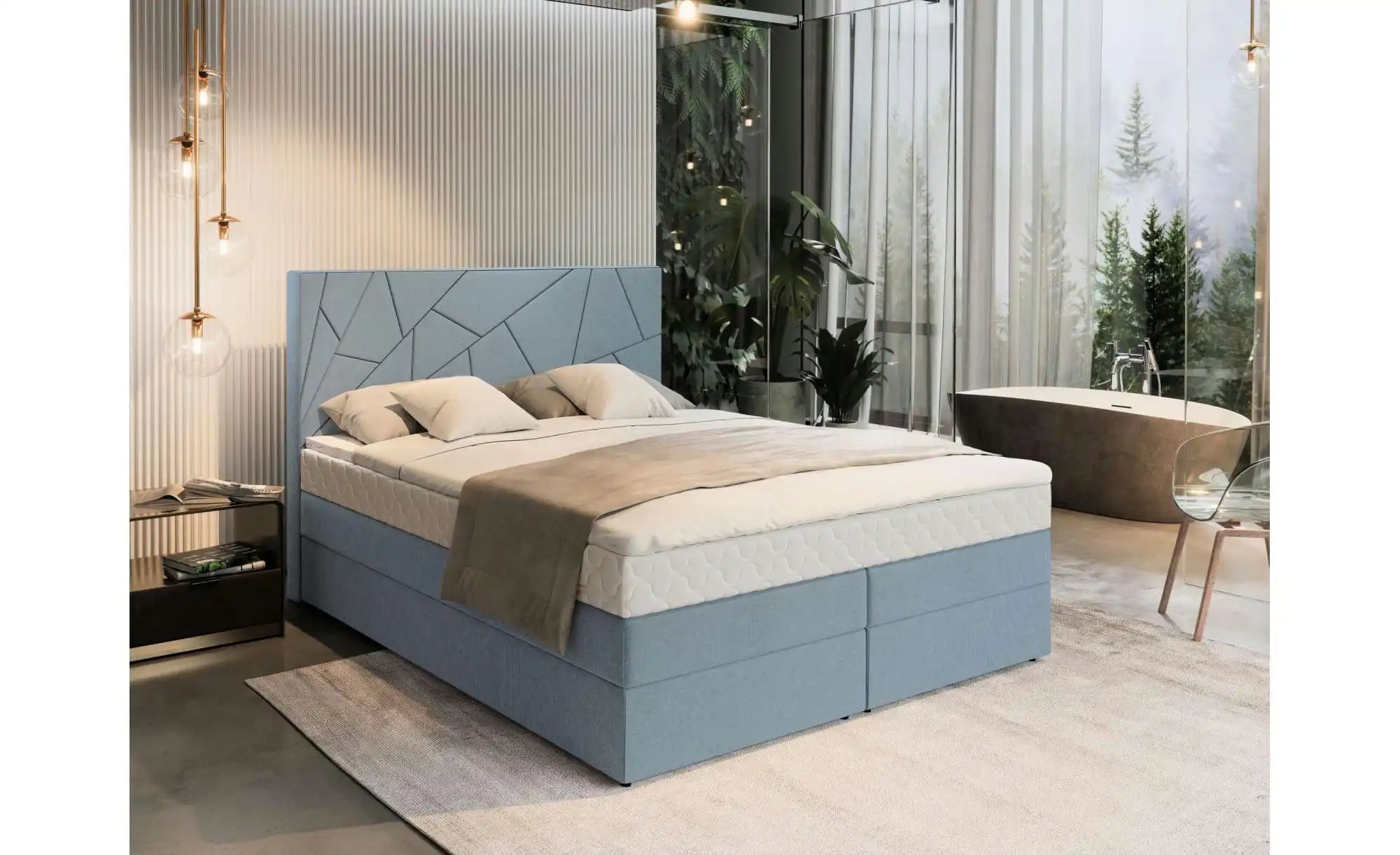 MASSENO Boxbett mit Bettkasten Trani ¦ blau ¦ Maße (cm): B: 180 H: 115 Bett günstig online kaufen