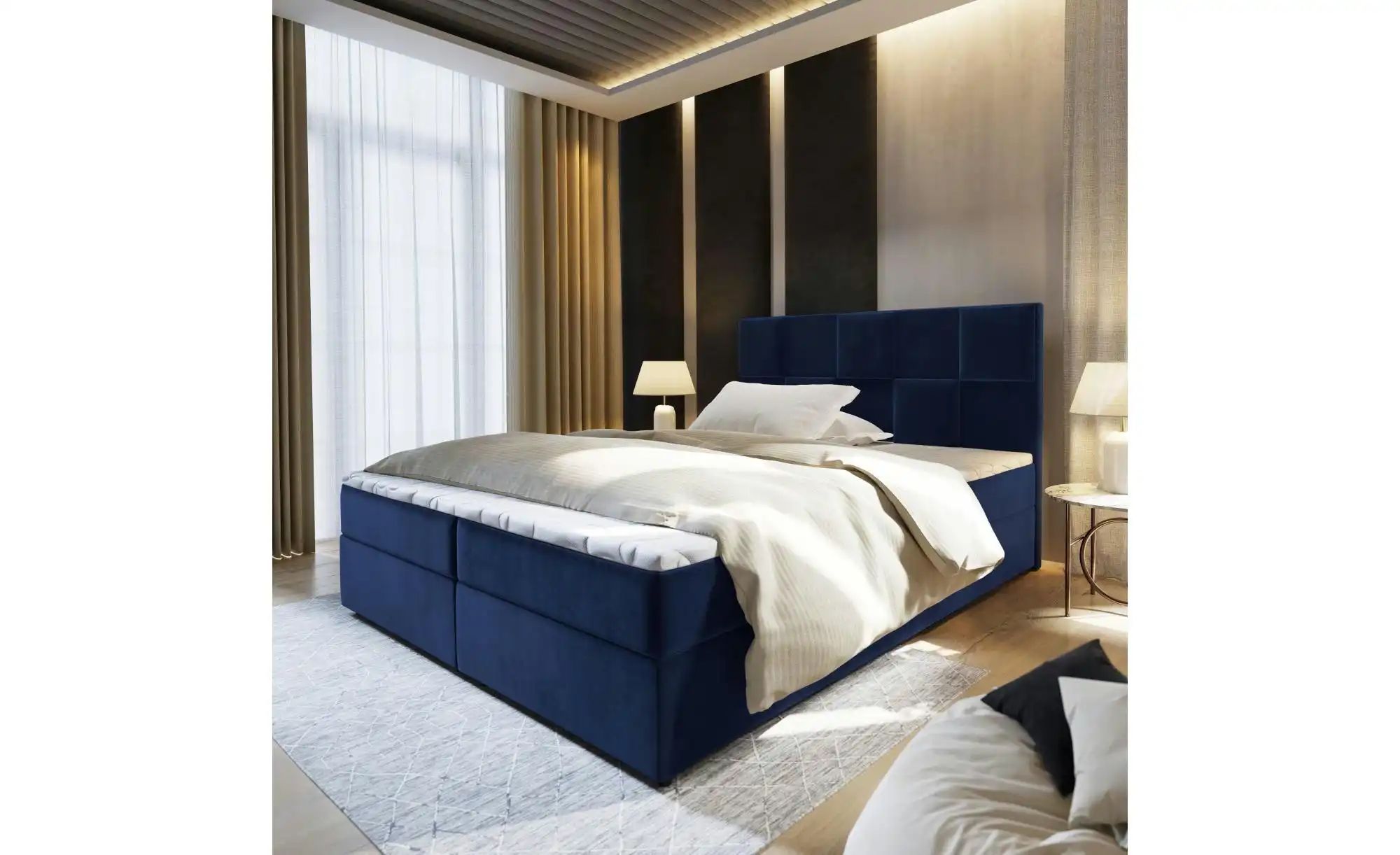 MASSENO Boxbett mit Bettkasten Prata ¦ blau ¦ Maße (cm): B: 180 H: 98 Bette günstig online kaufen