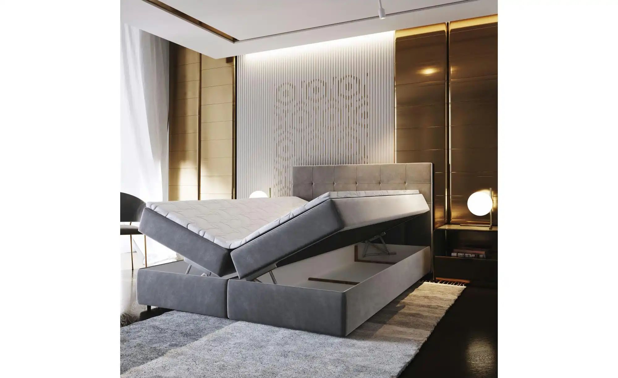 MASSENO Boxbett mit Bettkasten Glos ¦ grau ¦ Maße (cm): B: 180 H: 98 Betten günstig online kaufen