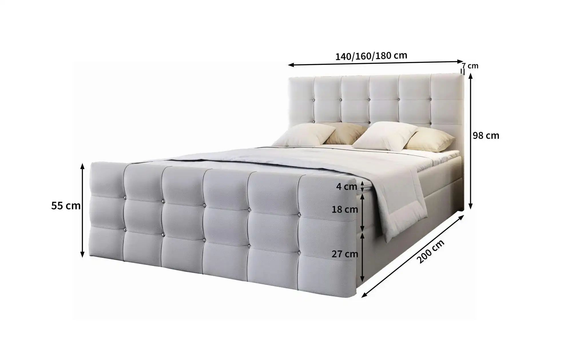 MASSENO Boxbett mit Bettkasten Slat ¦ grau ¦ Maße (cm): B: 140 H: 98 Betten günstig online kaufen
