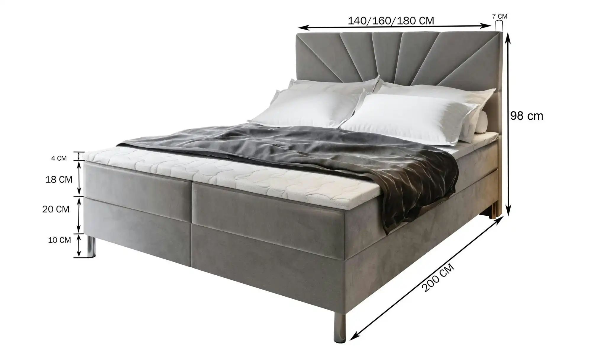 MASSENO Boxbett mit Bettkasten Muri ¦ beige ¦ Maße (cm): B: 180 H: 98 Bette günstig online kaufen