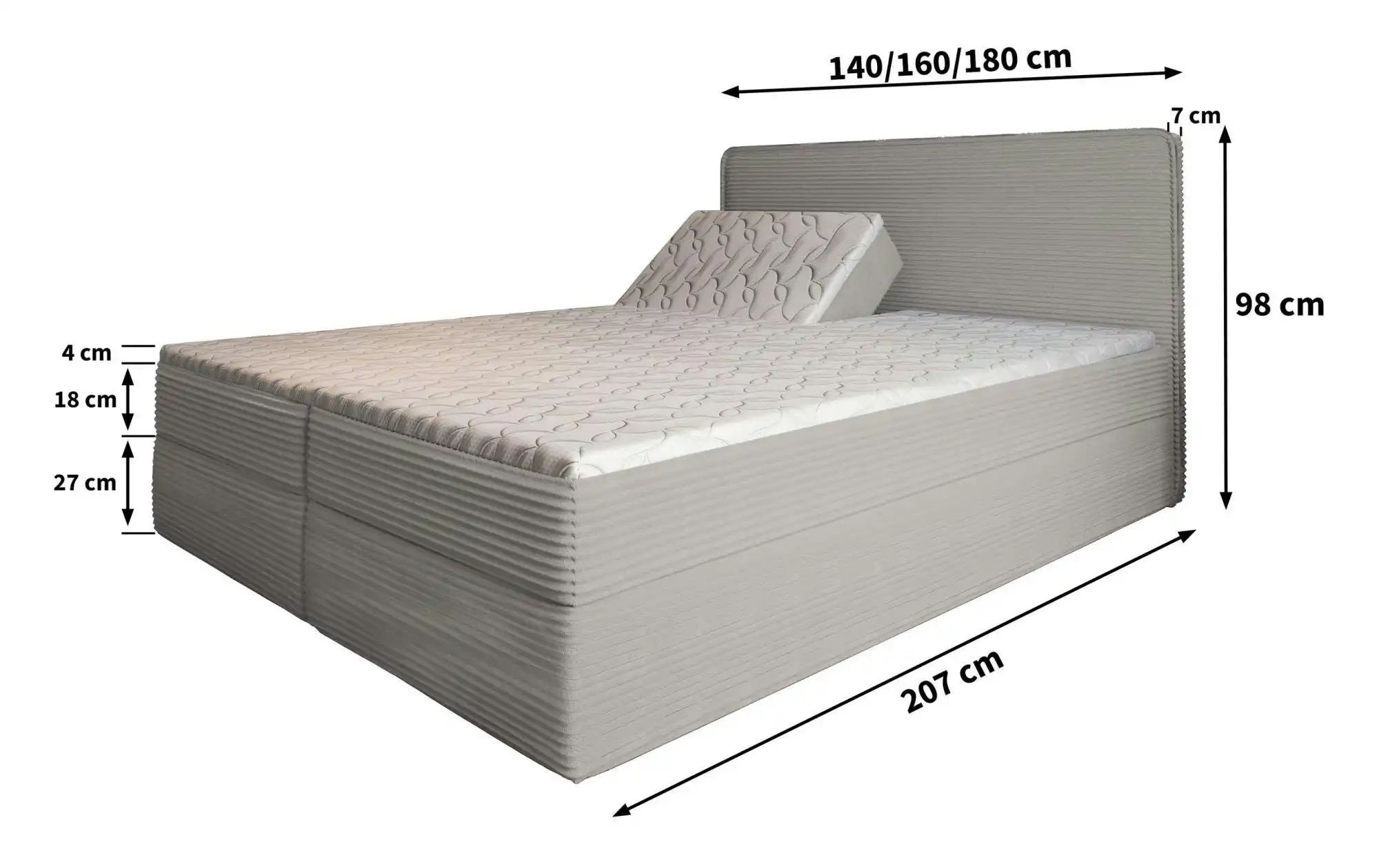 MASSENO Boxbett mit Bettkasten Astor ¦ creme ¦ Maße (cm): B: 180 H: 98 Bett günstig online kaufen