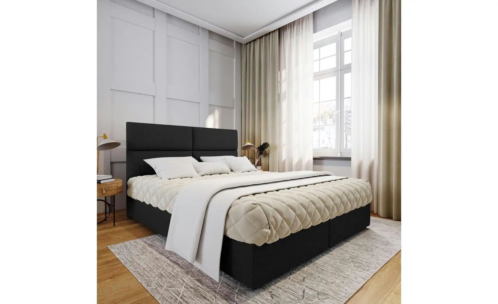 MASSENO Boxbett mit Bettkasten Lonis ¦ schwarz ¦ Maße (cm): B: 180 H: 98 Be günstig online kaufen