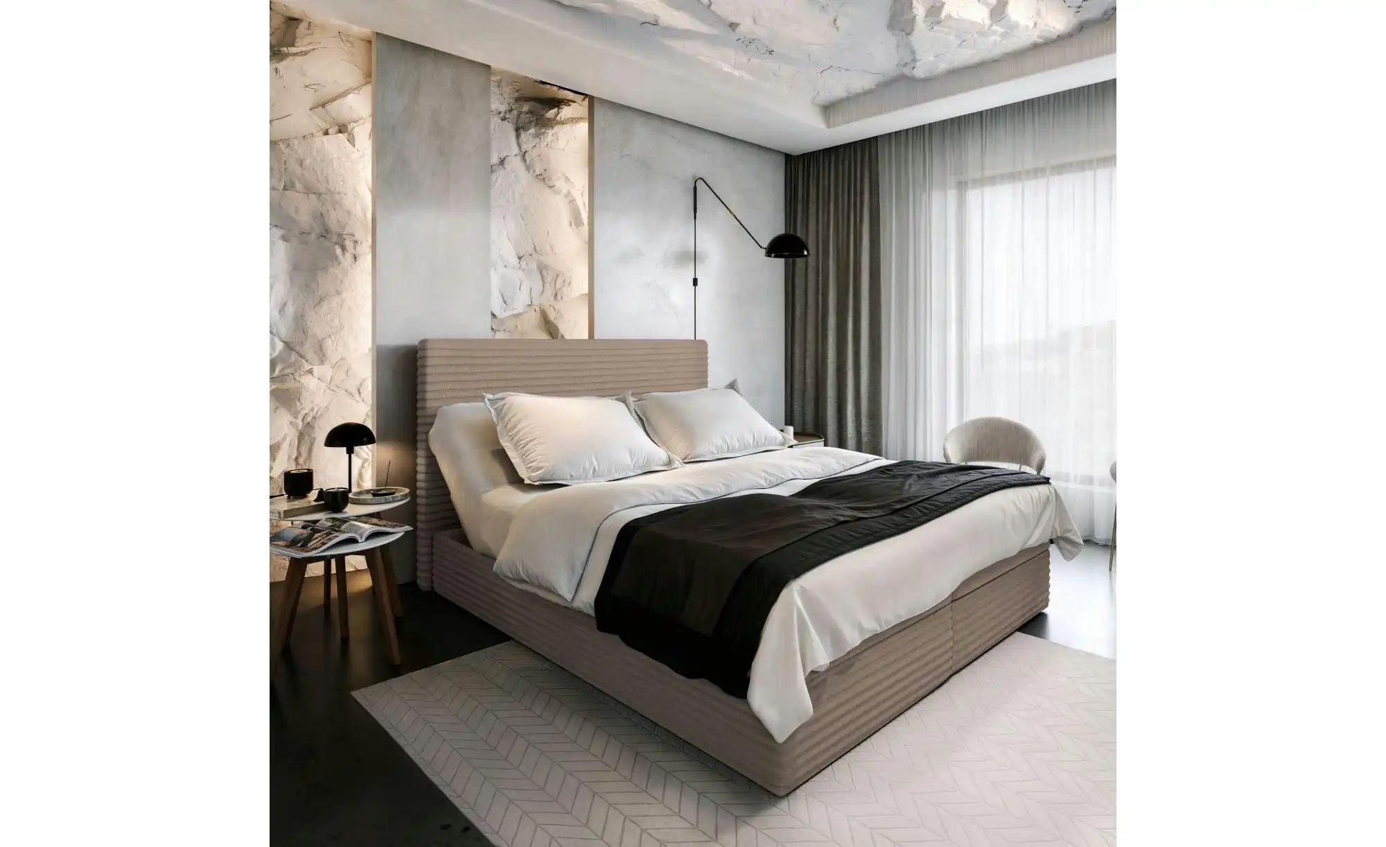 MASSENO Boxbett mit Bettkasten Milara ¦ beige ¦ Maße (cm): B: 160 H: 98 Bet günstig online kaufen