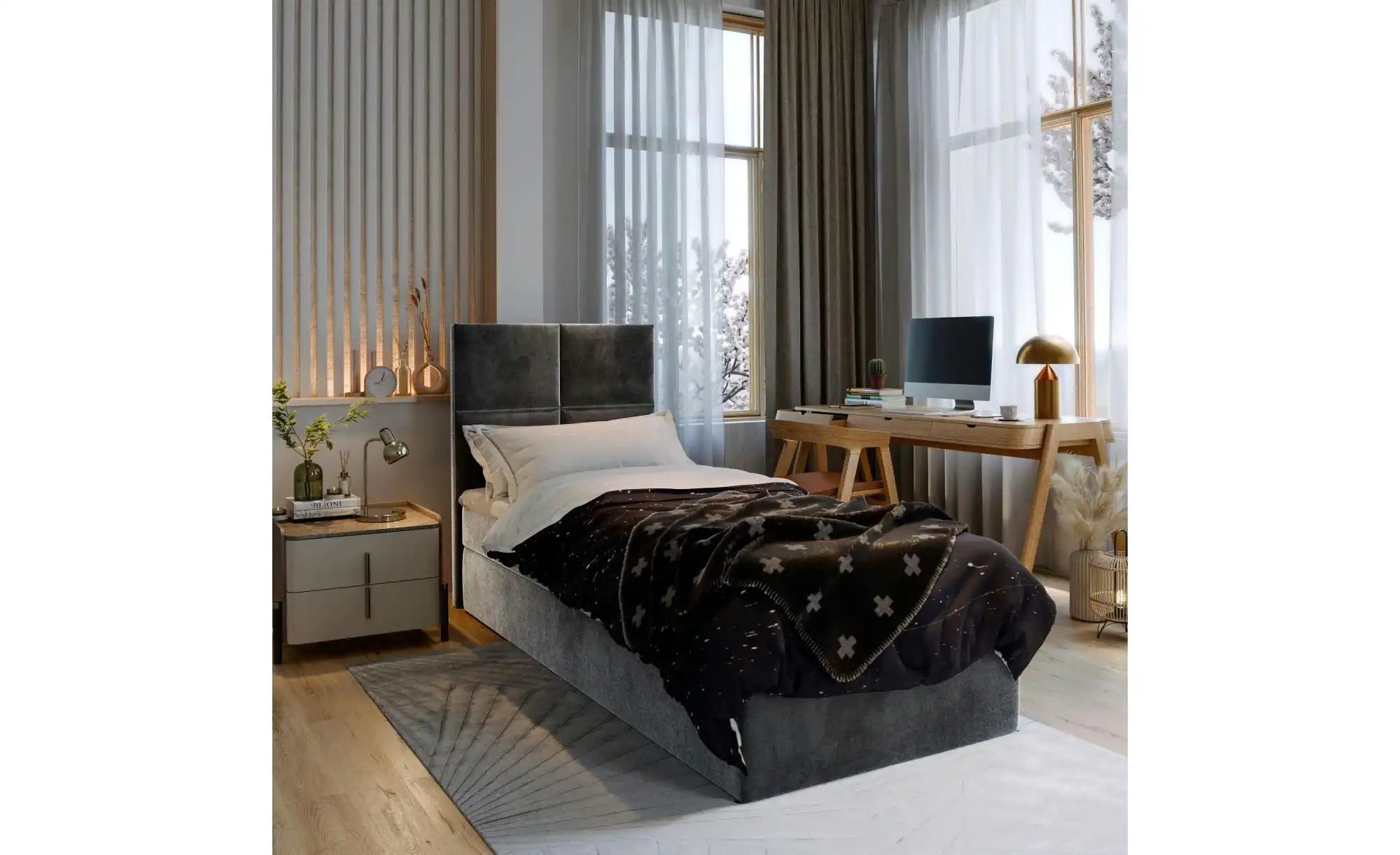 MASSENO Boxbett   ¦ grau ¦ Maße (cm): B: 90 H: 98 Betten > Polsterbetten - günstig online kaufen