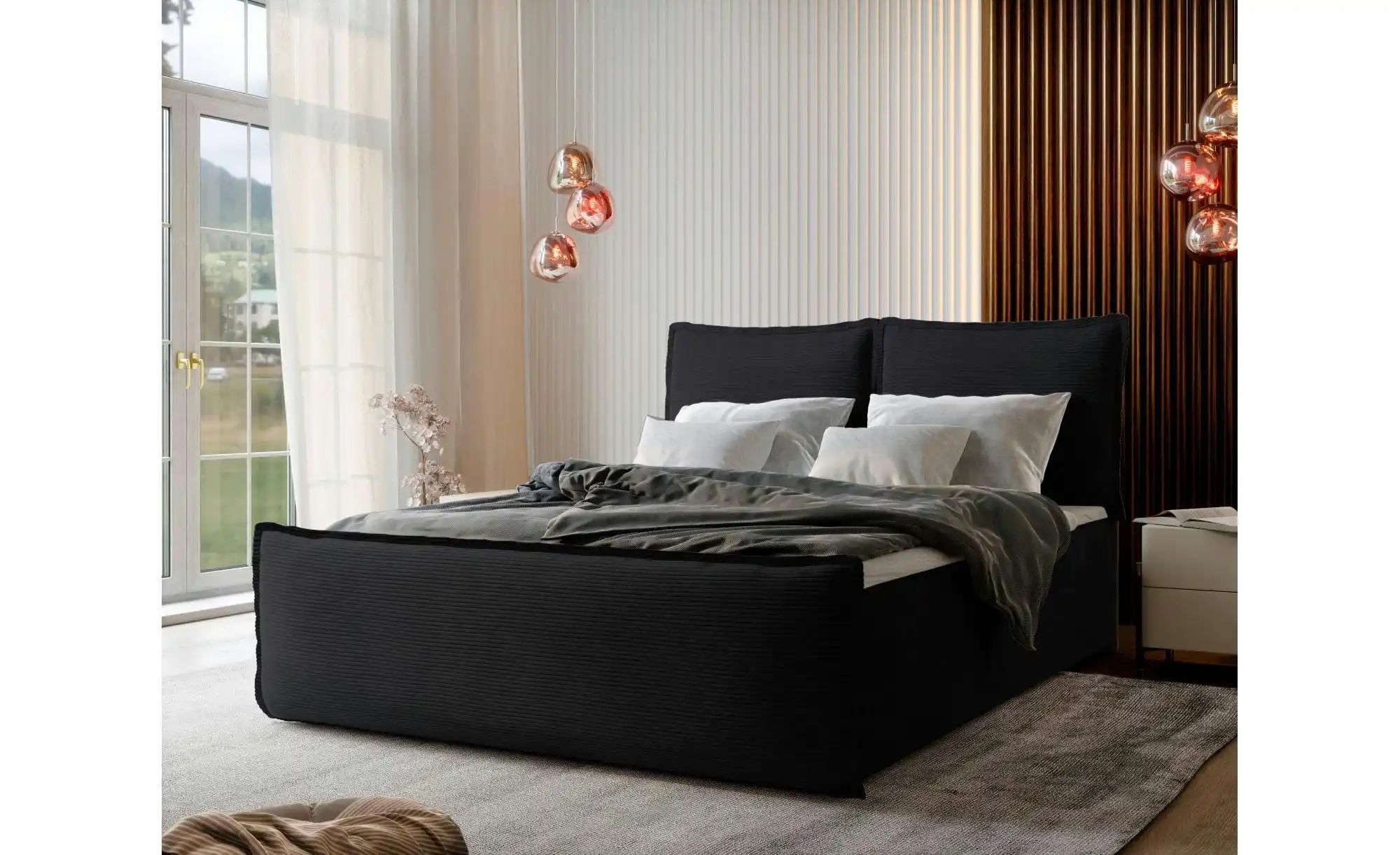 MASSENO Boxbett mit Bettkasten Monta ¦ schwarz ¦ Maße (cm): B: 160 H: 98 Be günstig online kaufen