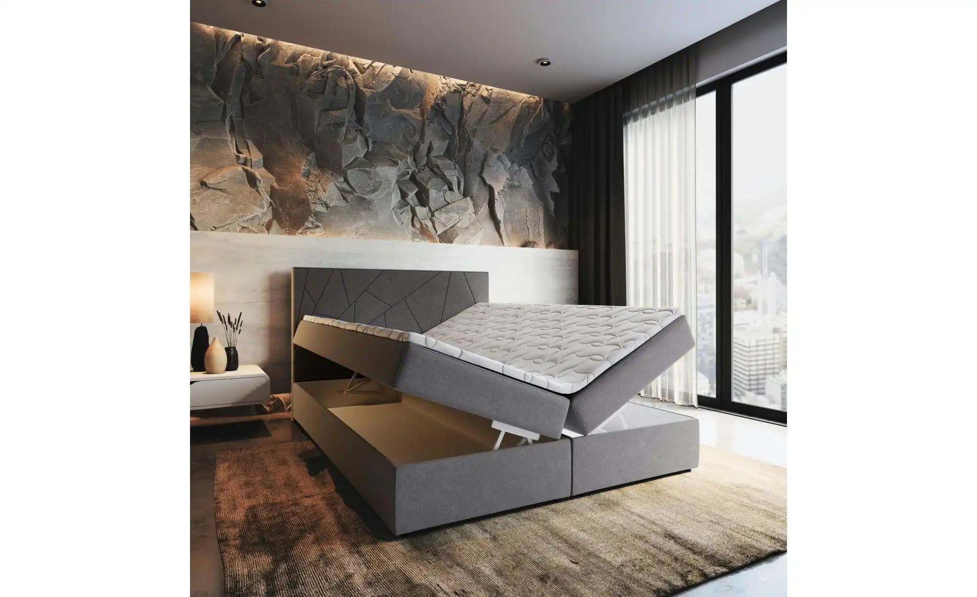 MASSENO Boxbett mit Bettkasten Mado ¦ schwarz ¦ Maße (cm): B: 140 H: 98 Bet günstig online kaufen