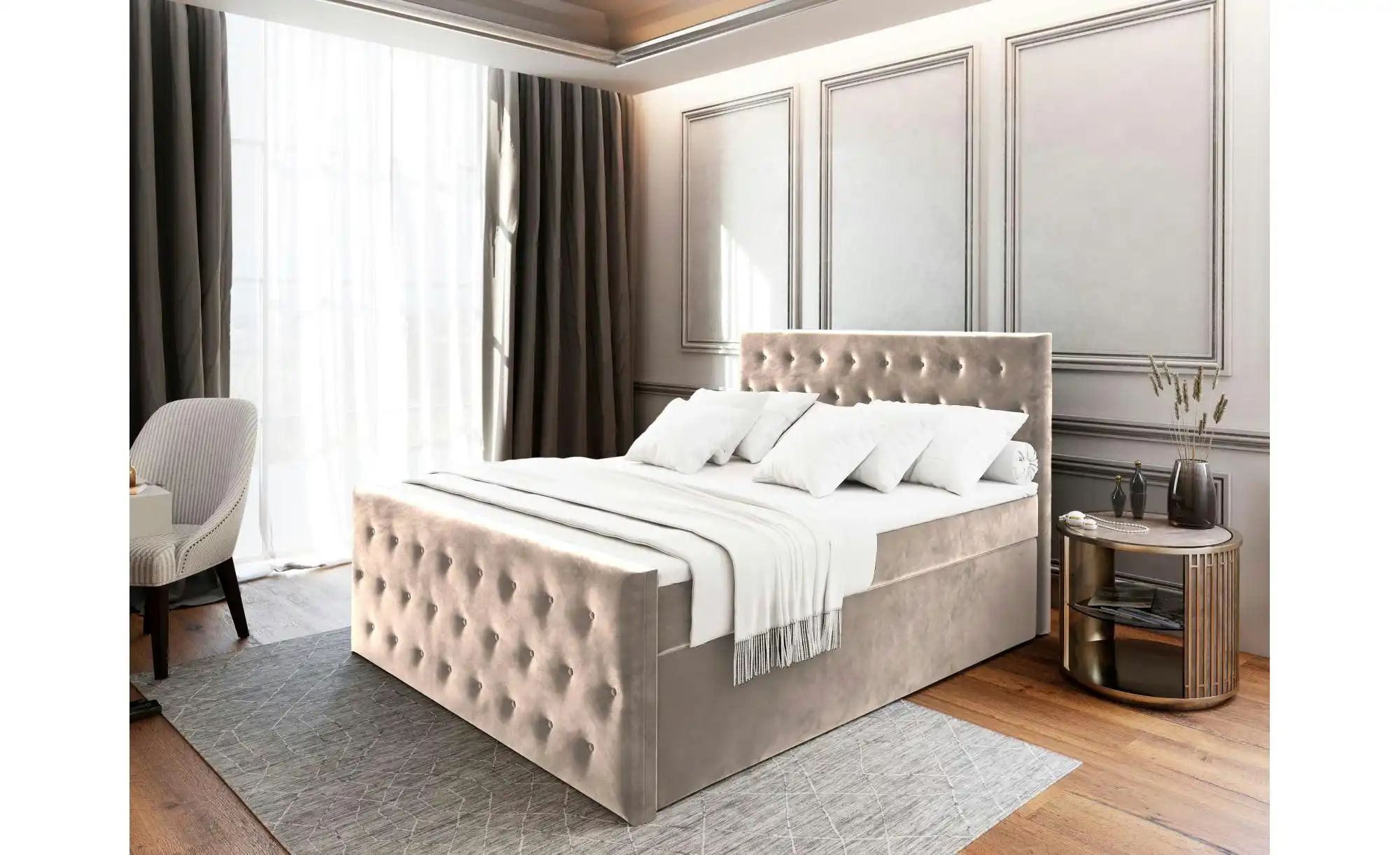 Thumbnail - MASSENO Boxbett mit Bettkasten Fondi ¦ beige ¦ Maße (cm): B: 180 H: 120 Betten > Polsterbetten - Höffner