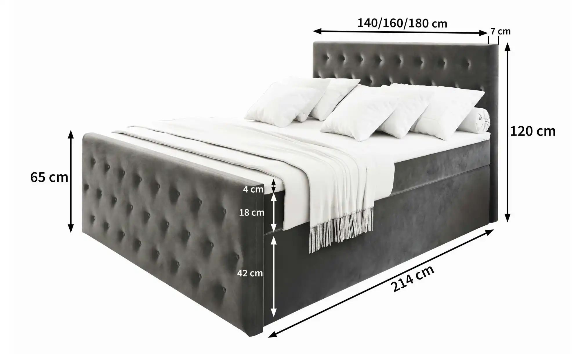 Thumbnail - MASSENO Boxbett mit Bettkasten Fondi ¦ beige ¦ Maße (cm): B: 180 H: 120 Betten > Polsterbetten - Höffner