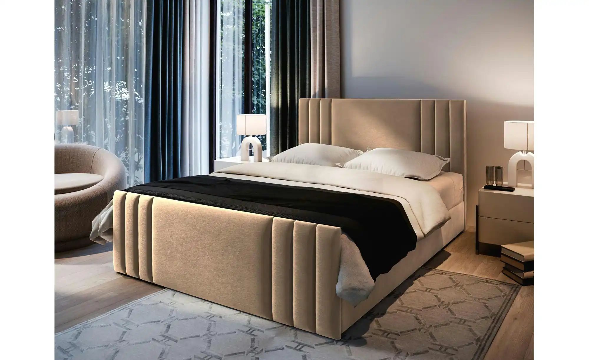 MASSENO Boxbett mit Bettkasten Kanes ¦ beige ¦ Maße (cm): B: 160 H: 98 Bett günstig online kaufen