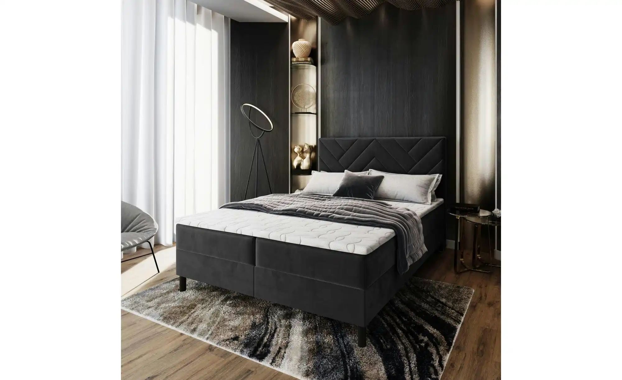 Thumbnail - MASSENO Boxbett mit Bettkasten Rokis ¦ schwarz ¦ Maße (cm): B: 160 H: 98 Betten > Polsterbetten - Höffner
