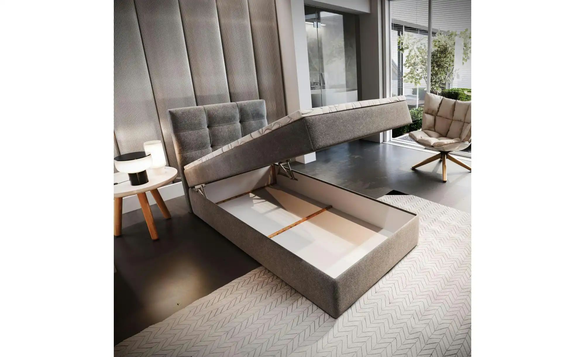 Thumbnail - MASSENO Boxbett mit Bettkasten Glos ¦ grau ¦ Maße (cm): B: 80 H: 98 Betten > Polsterbetten - Höffner